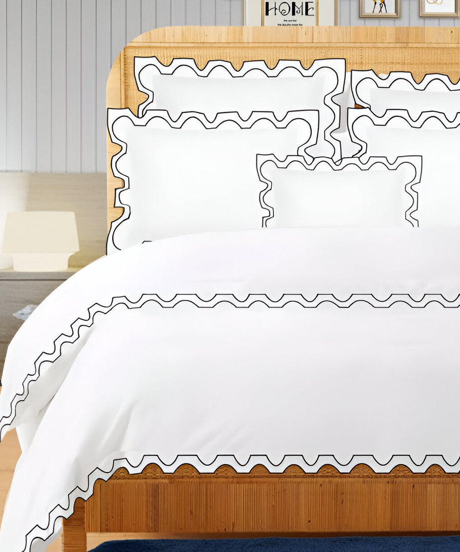 400TC Zig & Zag U Shape Embroidery Cotton Duvet Cover Set
