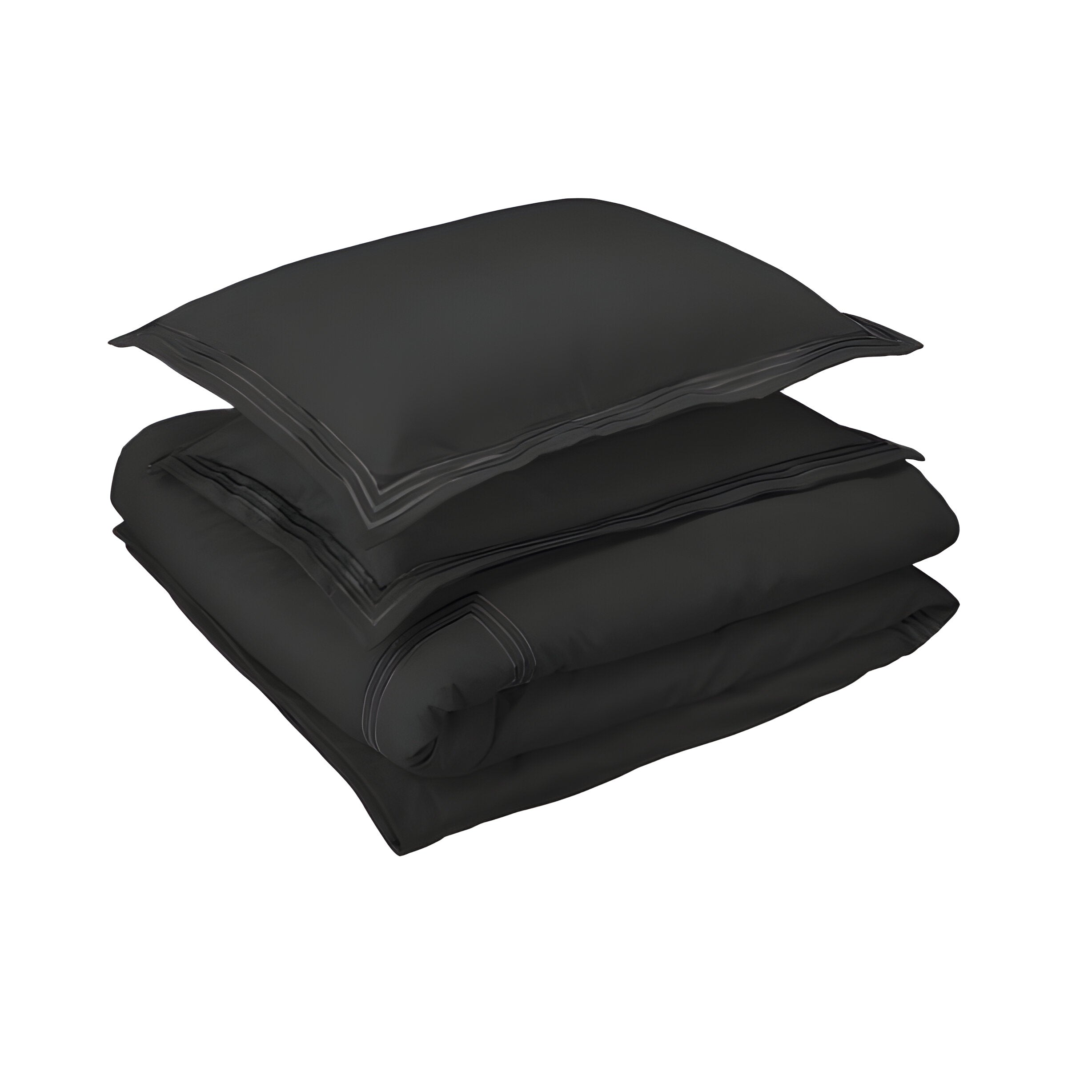 400TC Cotton Luxurious Triple Embroidery Sateen Solid Duvet Cover Set