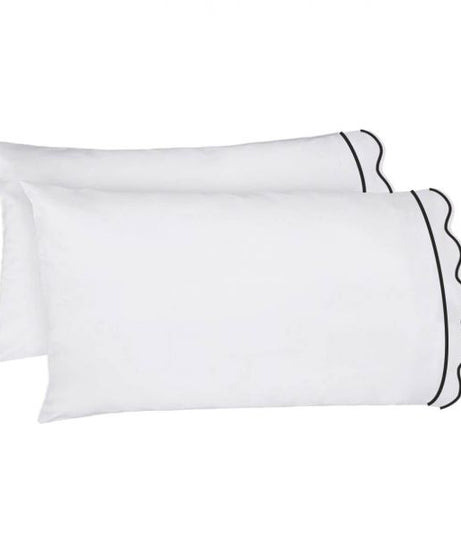 400TC Cotton Scallop Embroidery & Border Sateen Solid Sheet Set