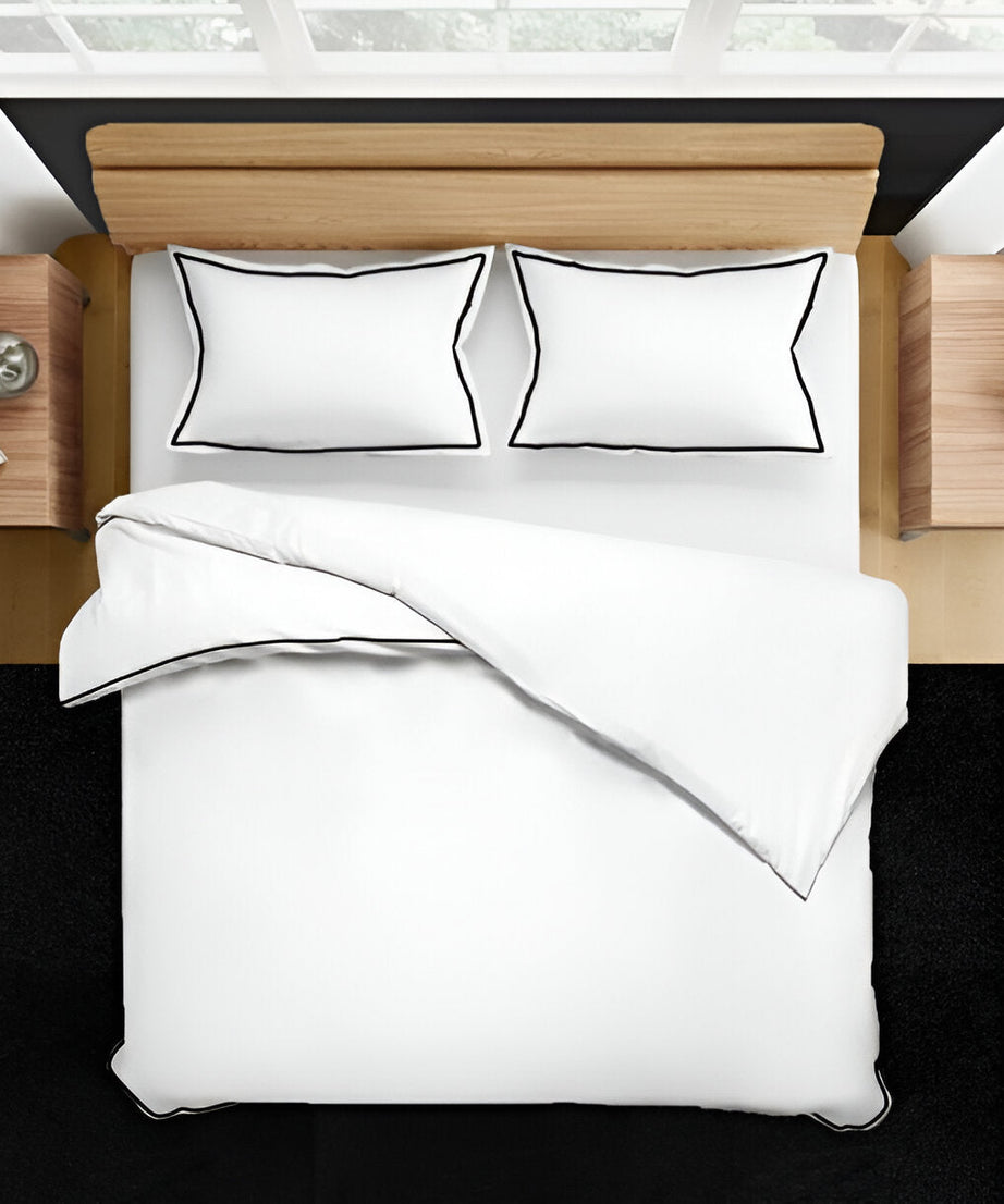 400TC Embroidery Cotton Sateen Solid Duvet Cover Set