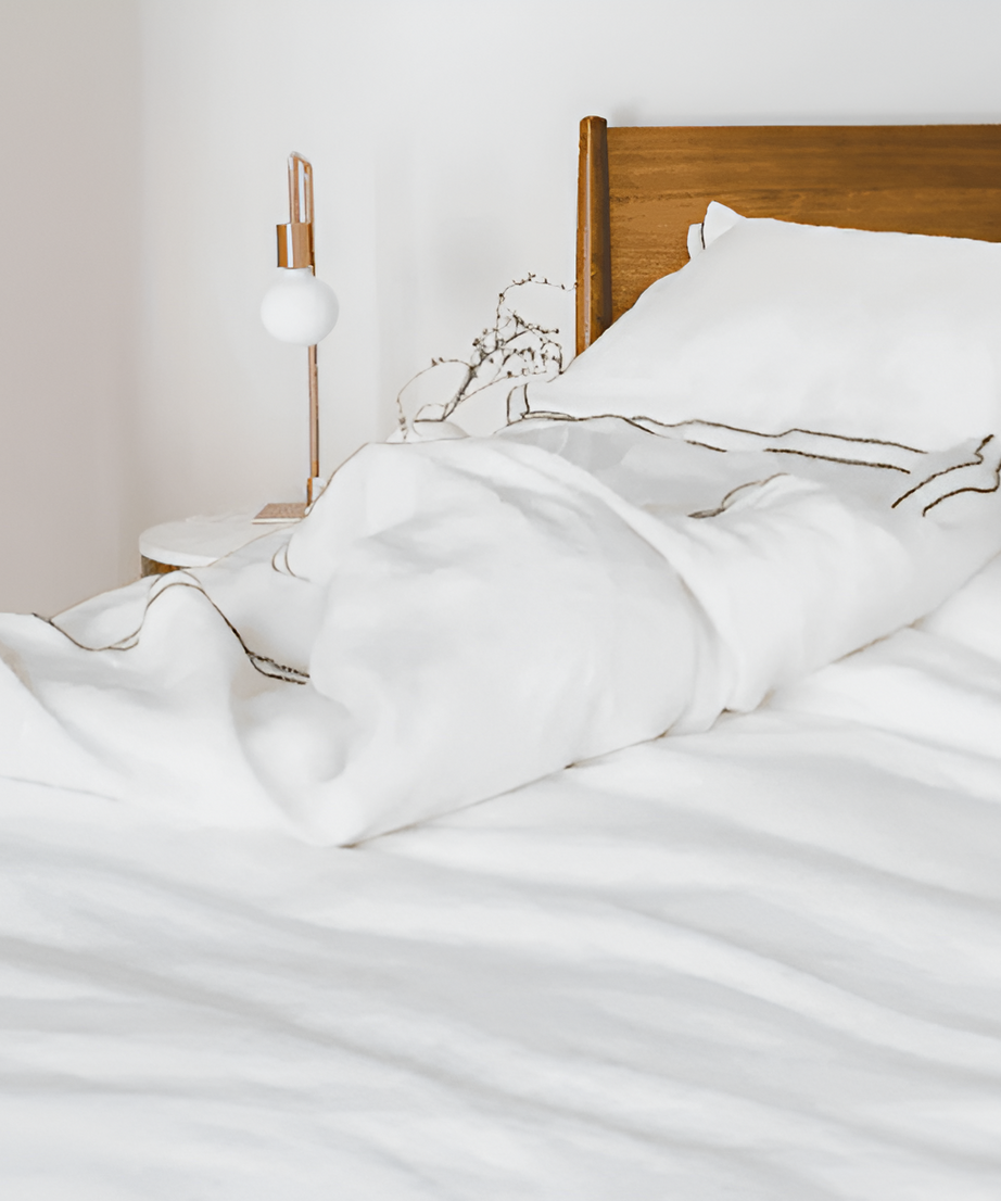Linen Double Edge Embroidery Duvet Cover Set