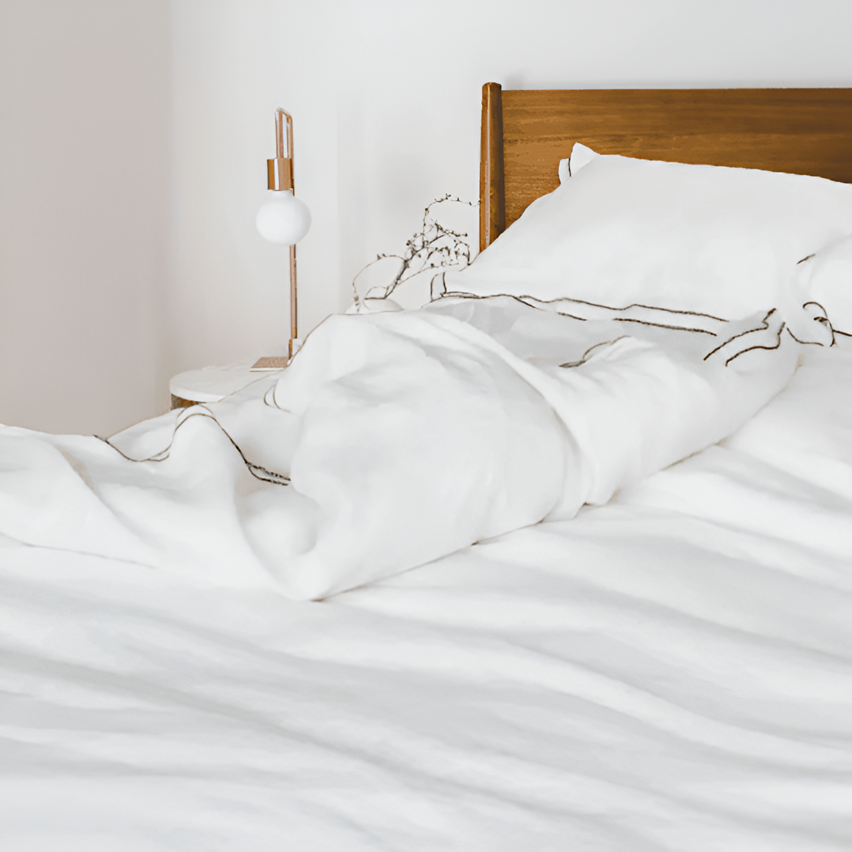 Linen Double Edge Embroidery Duvet Cover Set