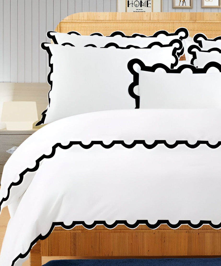 400TC U Shape Applique Embroidery Cotton Duvet Cover Set