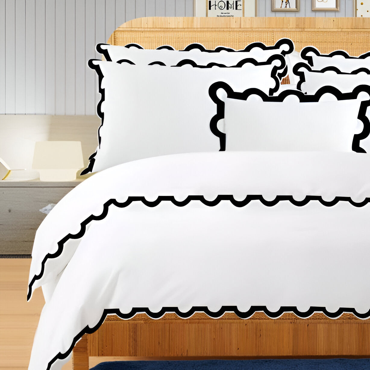 400TC U Shape Applique Embroidery Cotton Duvet Cover Set