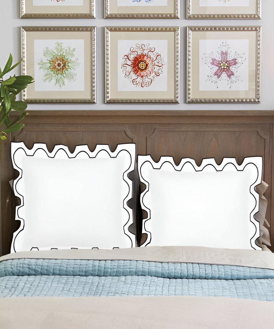 400TC Zig & Zag U Shape Embroidery Cotton Duvet Cover Set