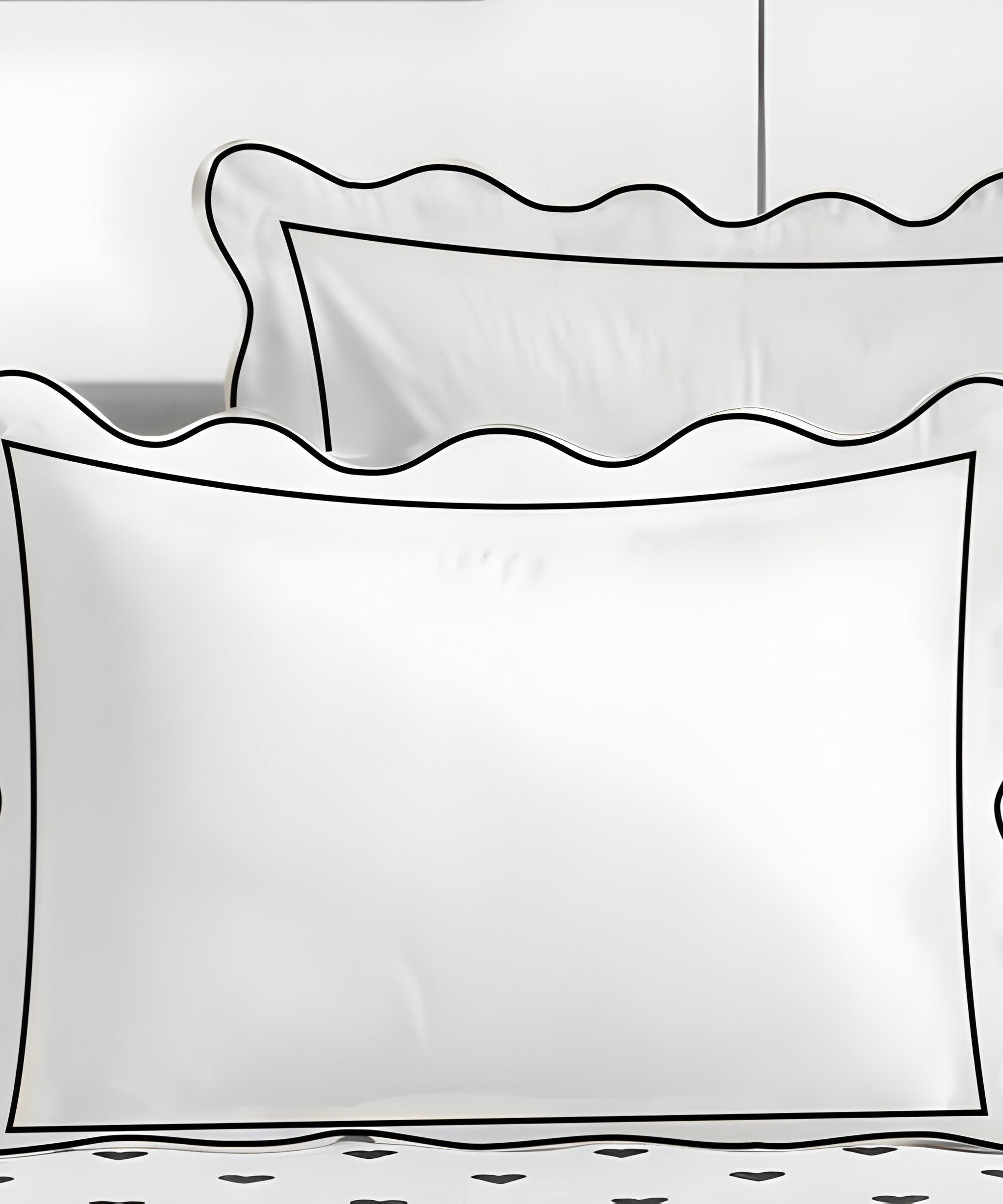 400TC Cotton Scallop Embroidery & Border Sateen Solid Duvet Cover Set