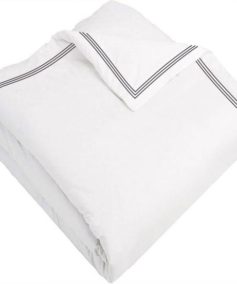400TC Cotton Triple Edge Embroidery Sateen Solid Duvet Cover Set