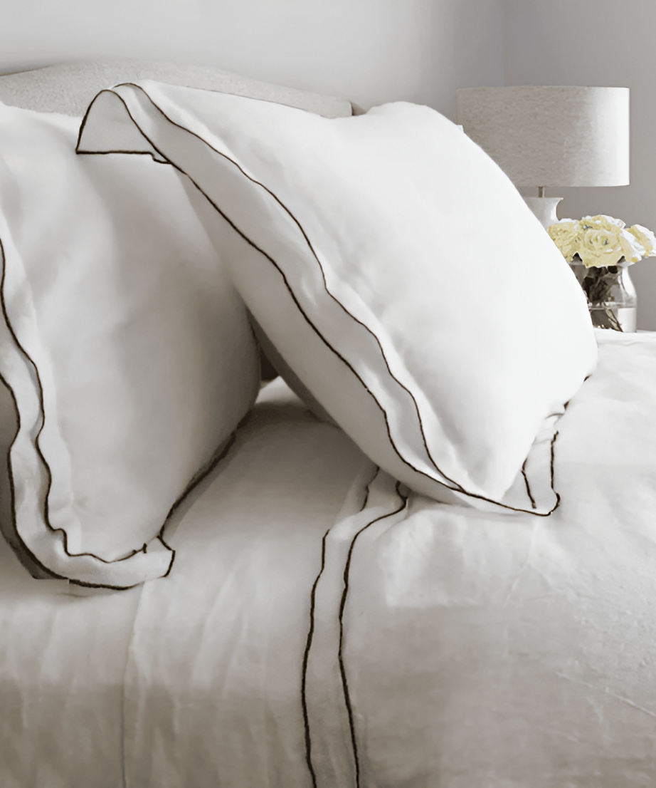 Linen Double Edge Embroidery Duvet Cover Set