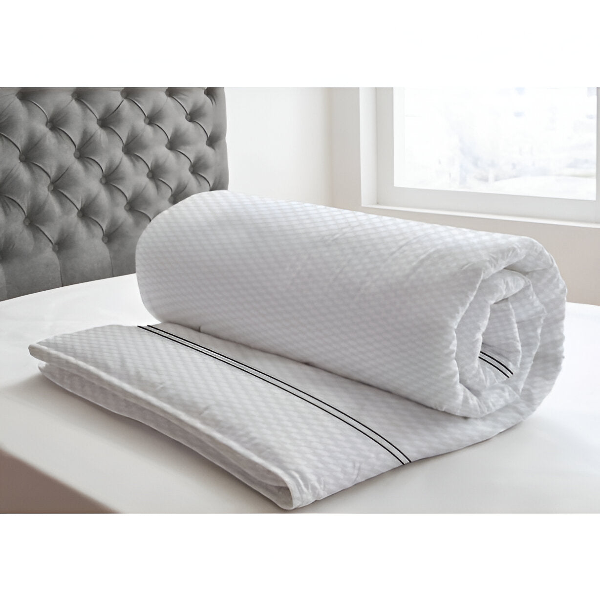 400TC Cotton Double Embroidery Sateen Microcheck Duvet Cover Set