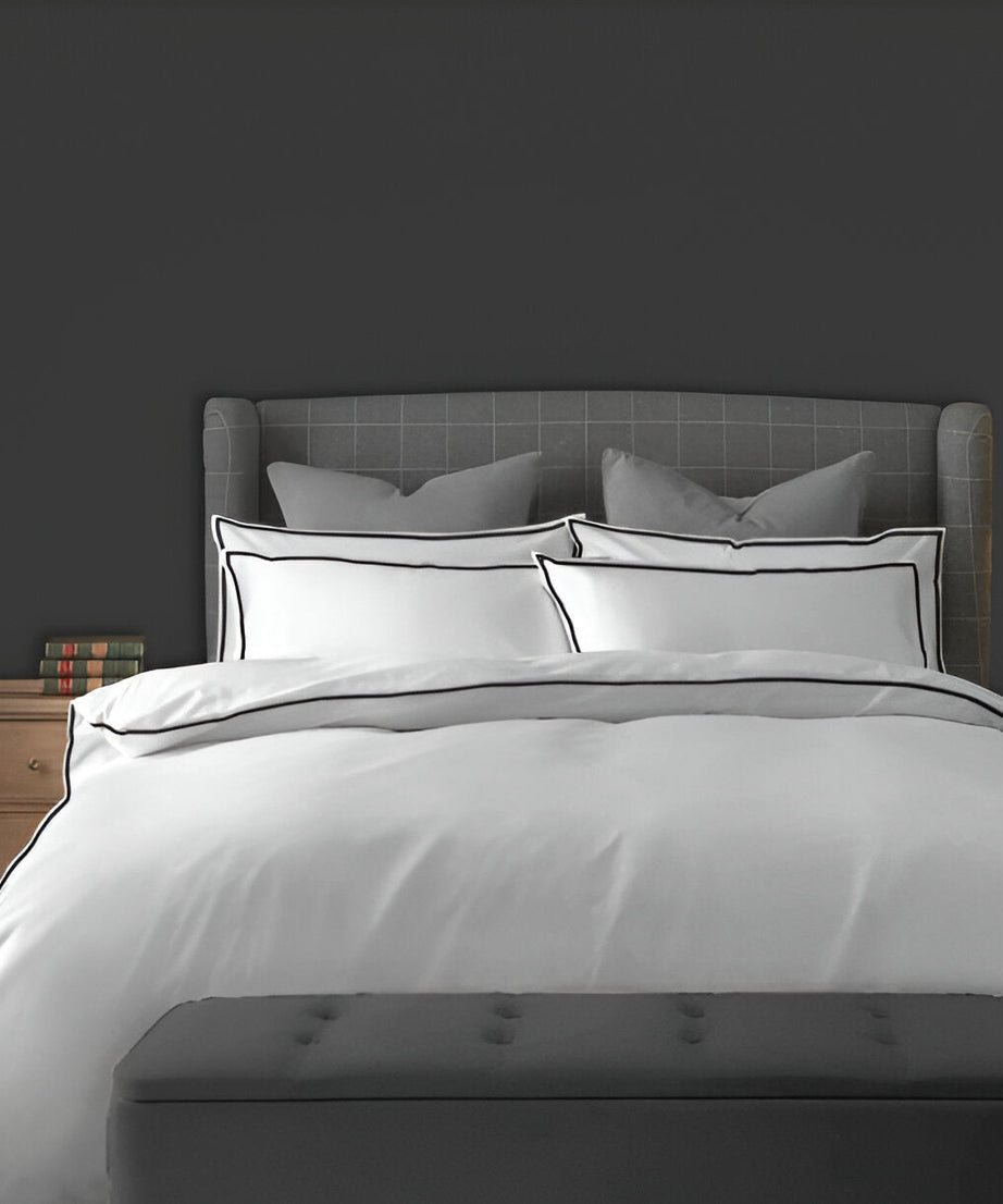 400TC Embroidery Cotton Sateen Solid Duvet Cover Set