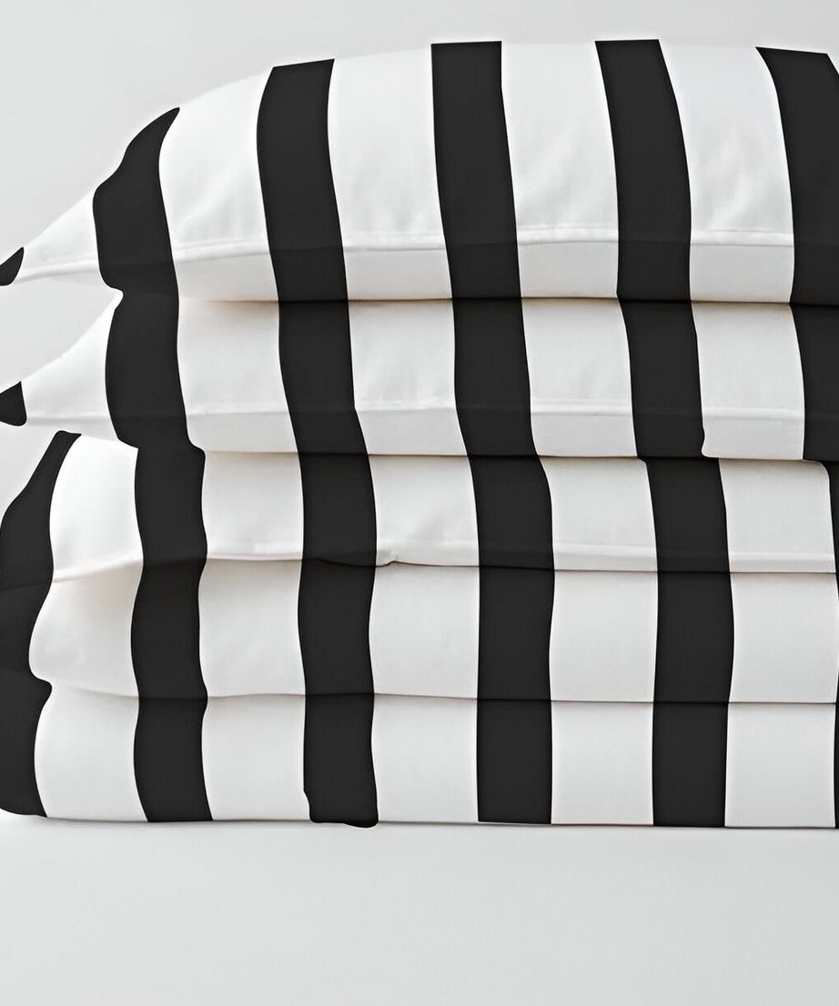400TC Stripe Border Frame Cotton Sateen Duvet Cover Set