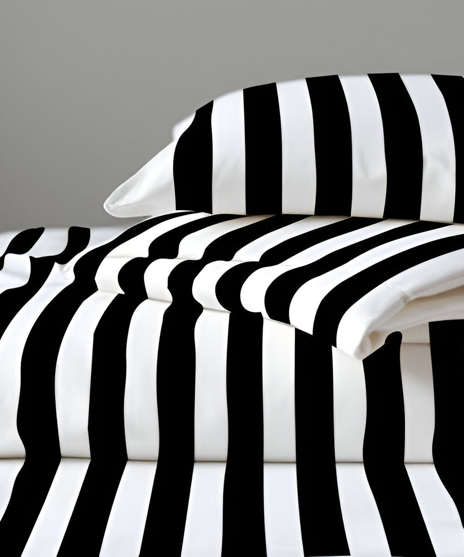 400TC Stripe Border Frame Cotton Sateen Duvet Cover Set