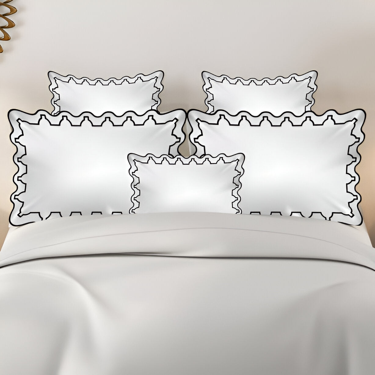 Imaginary Scallop 400TC Cotton Embroidery Sateen Solid Duvet Cover Set