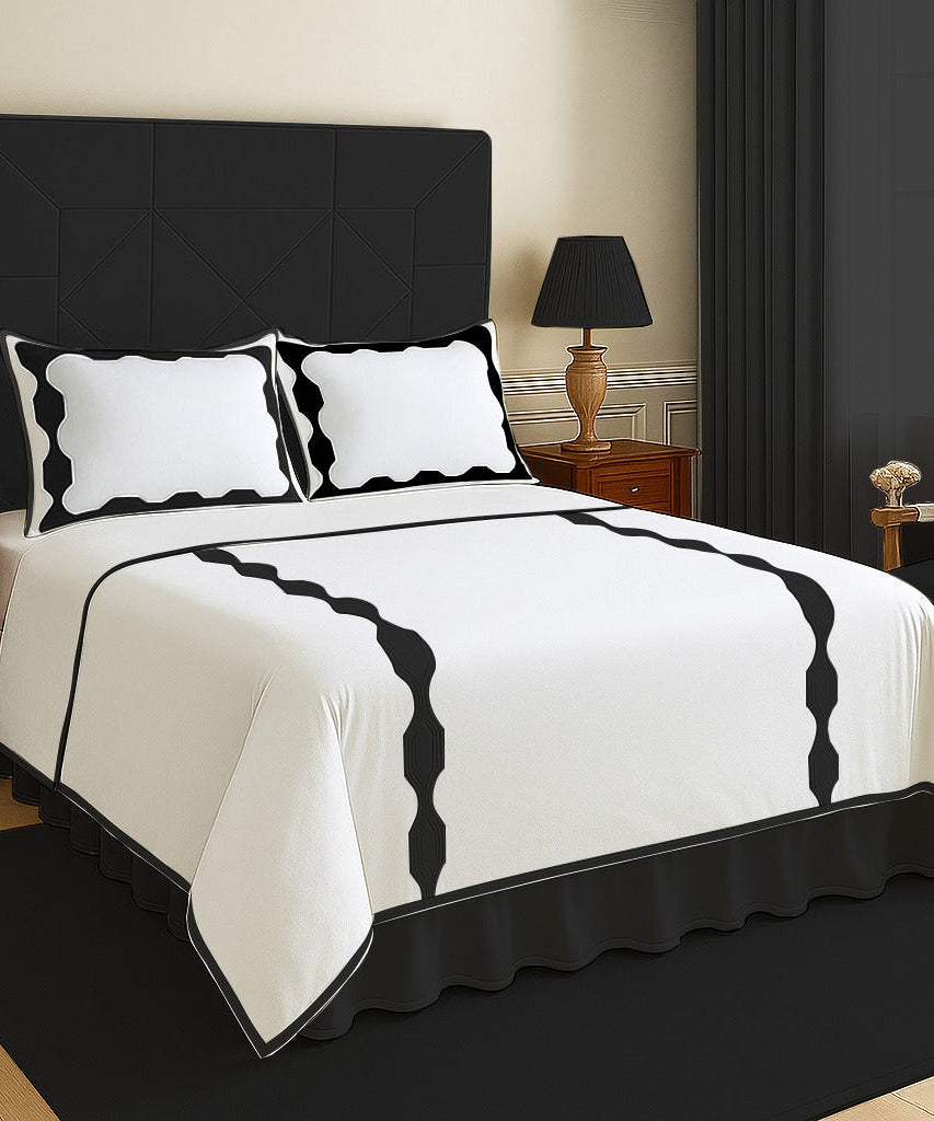 Hexagonal Applique Border Cotton Duvet Cover Set