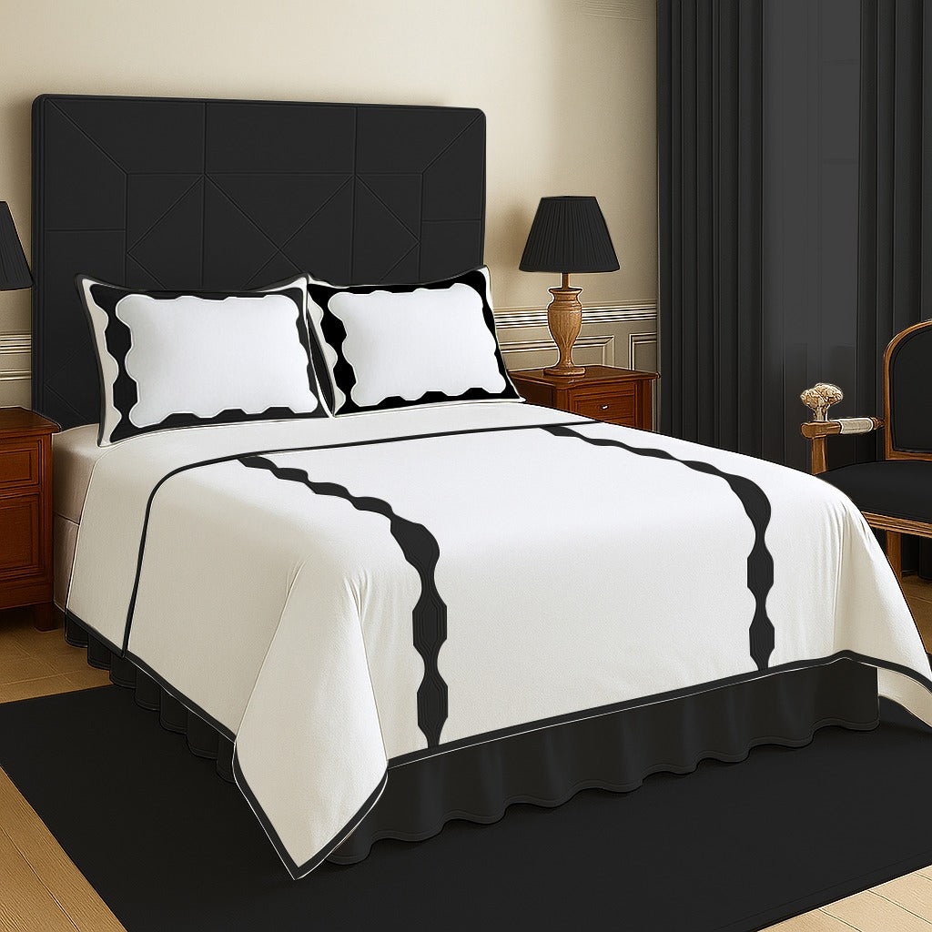 Hexagonal Applique Border Cotton Duvet Cover Set