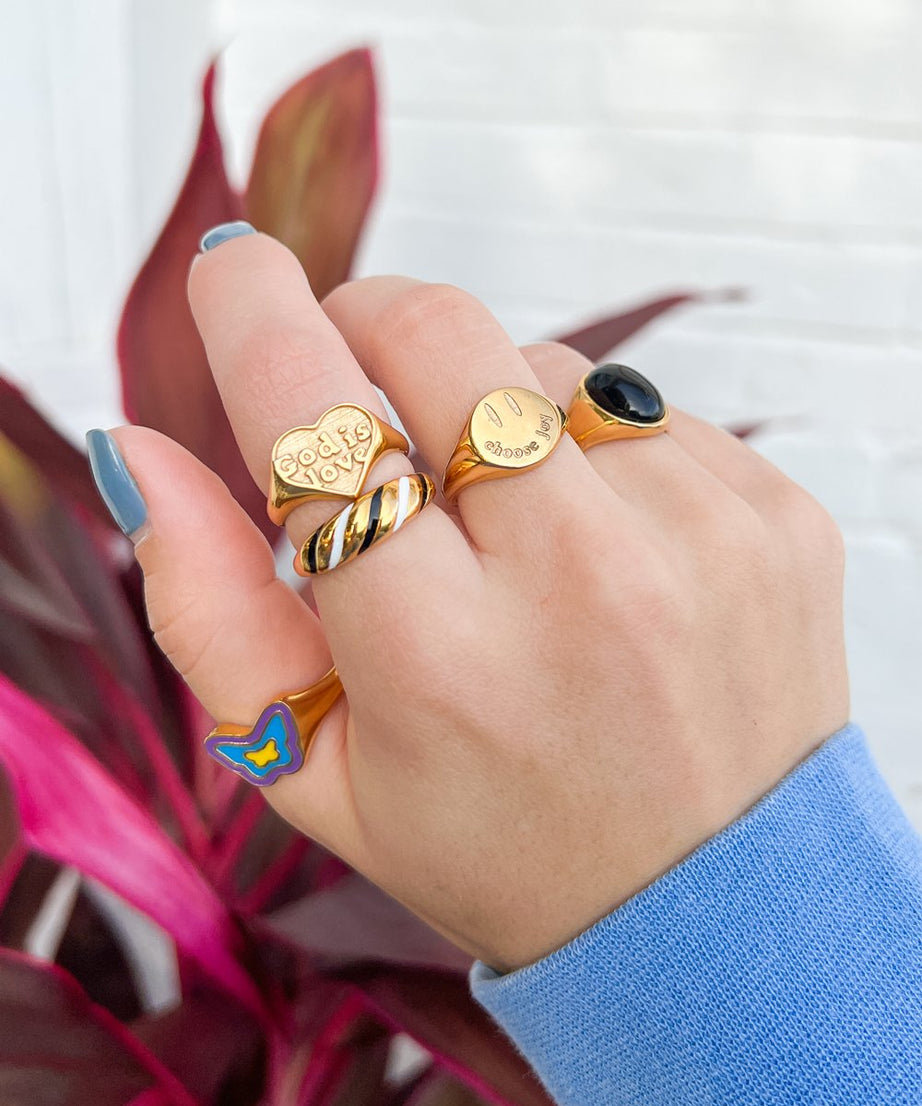 Blue Enamel Butterfly Ring