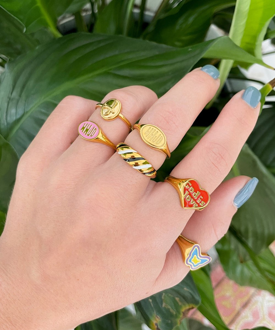 Blue Enamel Butterfly Ring