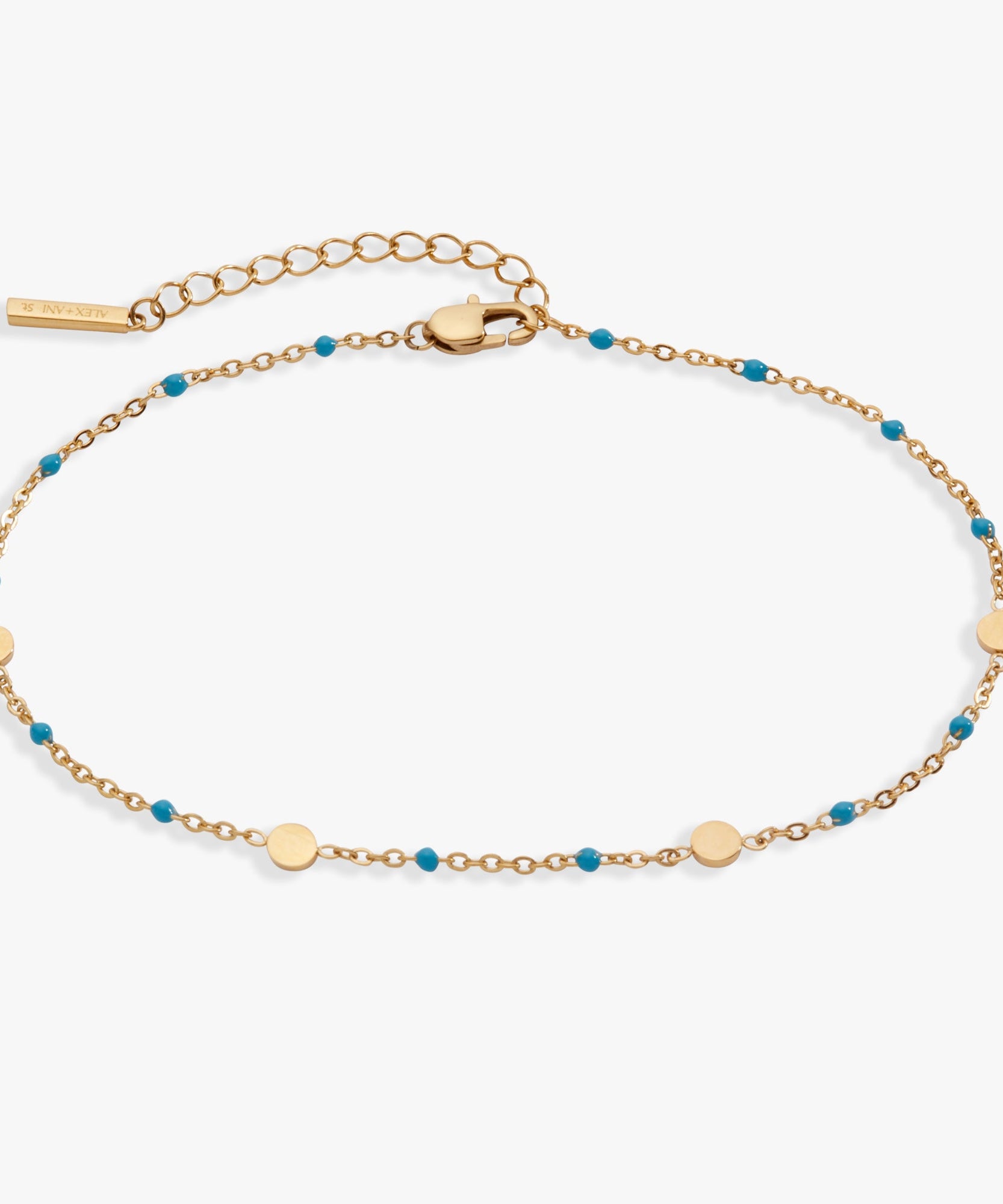 Turquoise Enameled Chain Coin Station Anklet