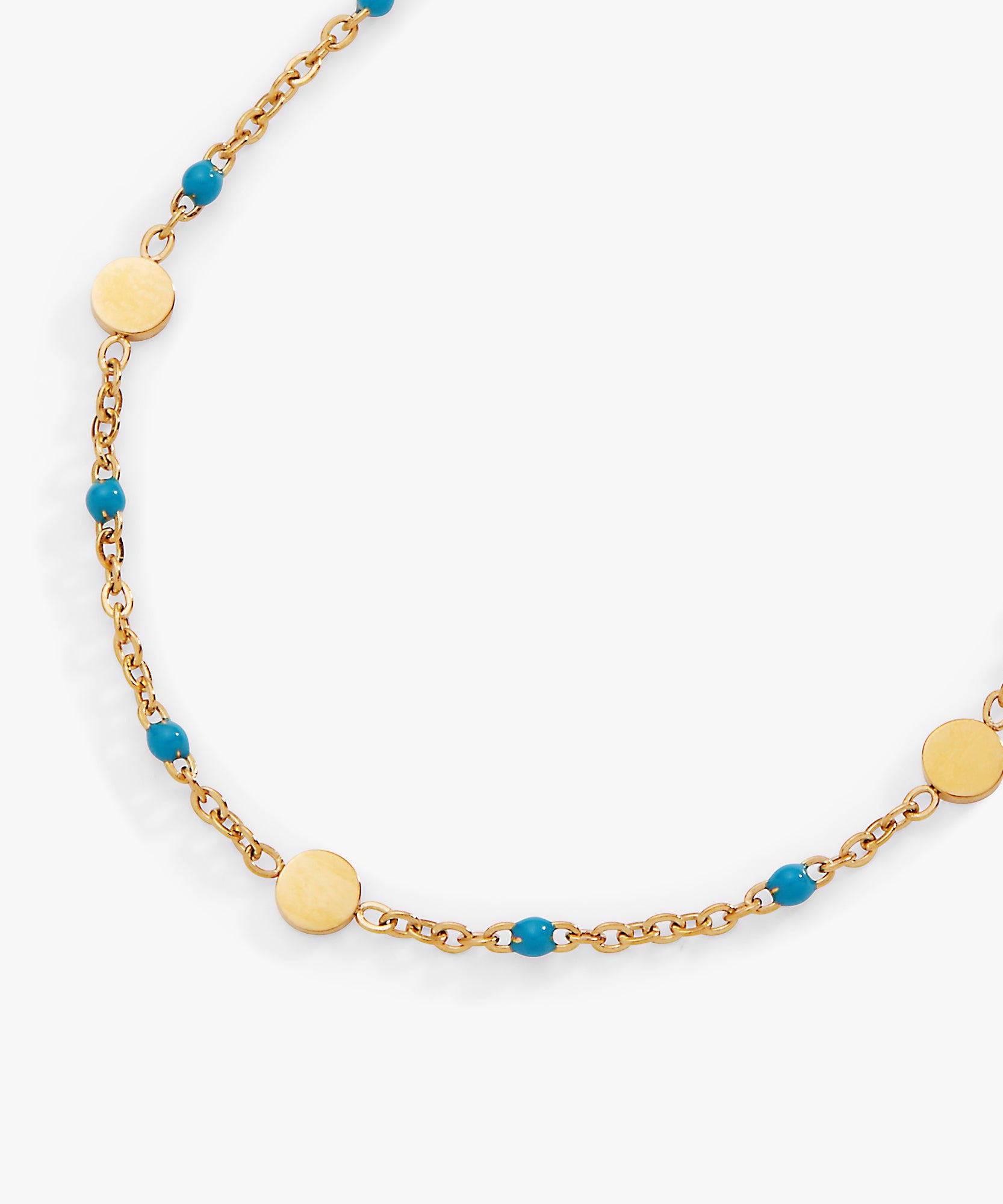 Turquoise Enameled Chain Coin Station Anklet