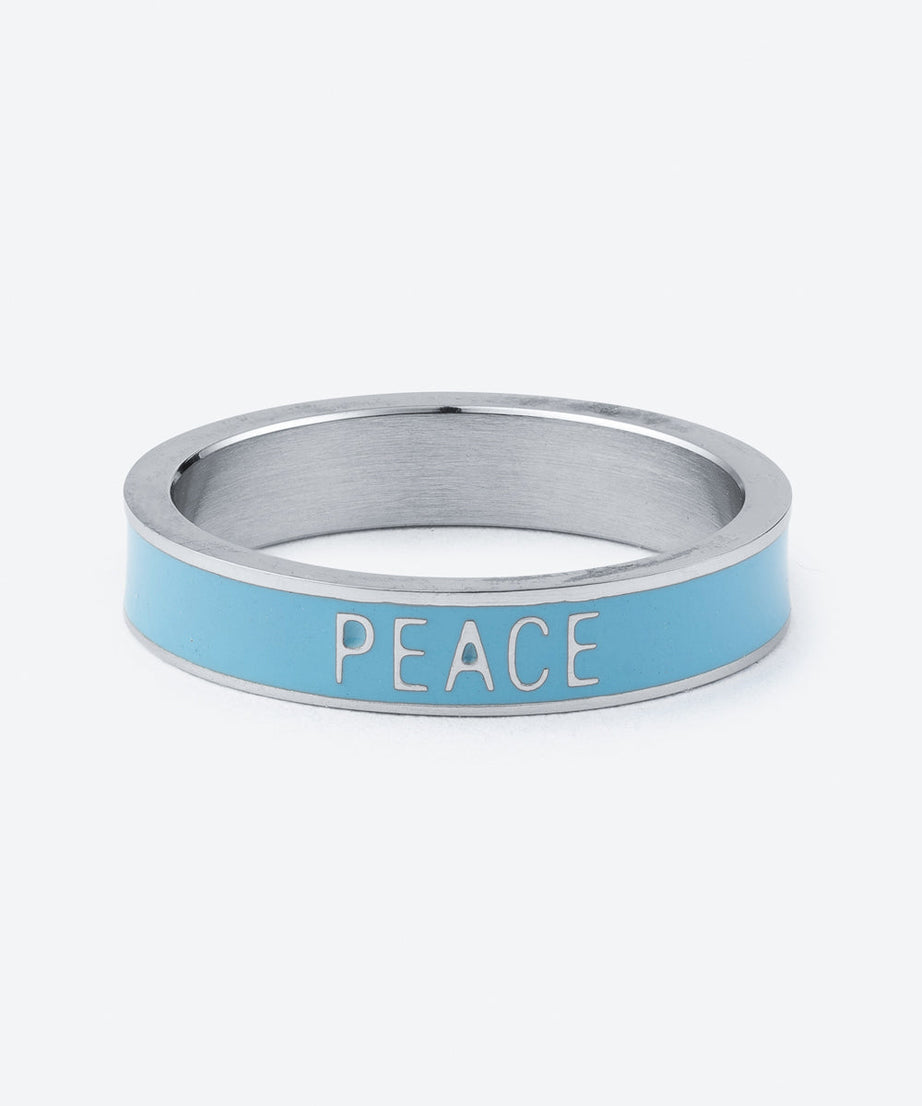 Blue Enamel Peace Ring