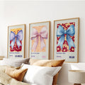 Girly Bow Wall Art Trio. Preppy Pastel Fashion Quotes Posters