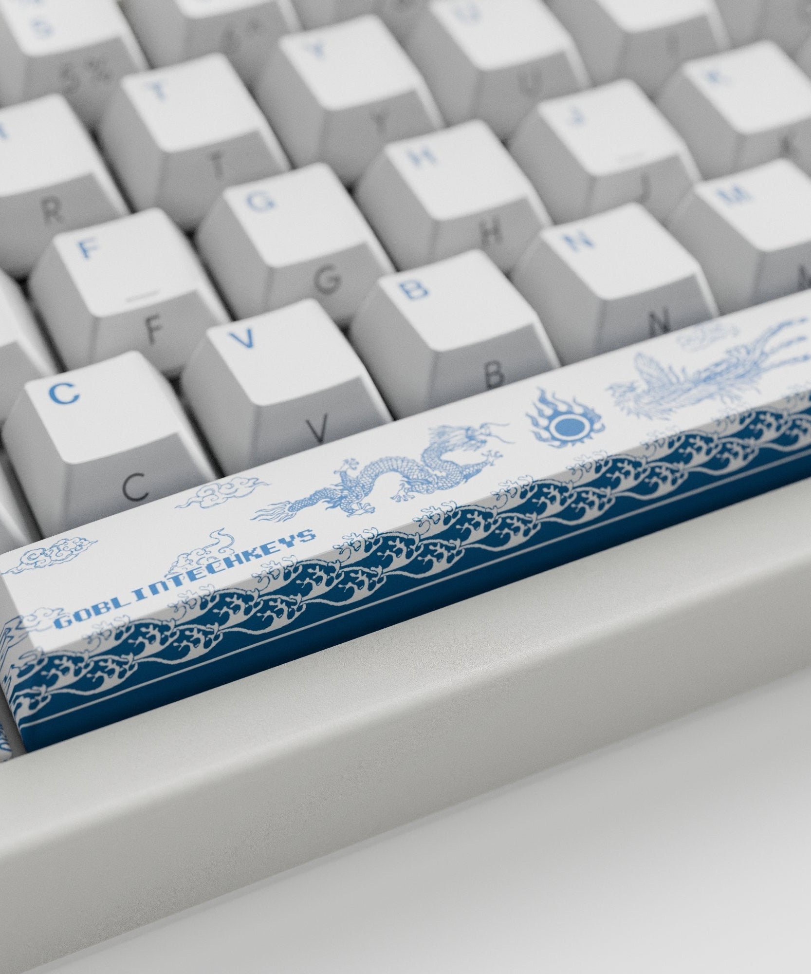 Blue Pottery Design Keycaps and Mechanical Keyboard