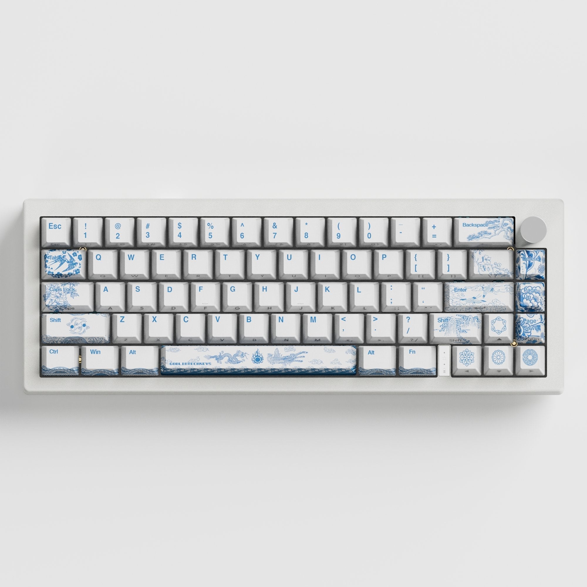 Blue Pottery Design Keycaps and Mechanical Keyboard
