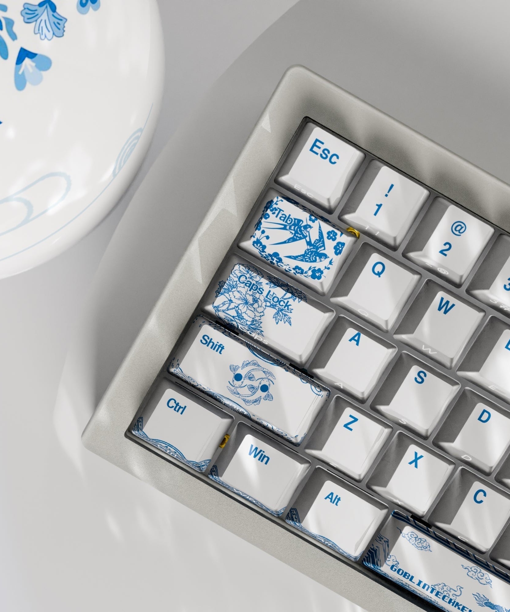 Blue Pottery Design Keycaps and Mechanical Keyboard