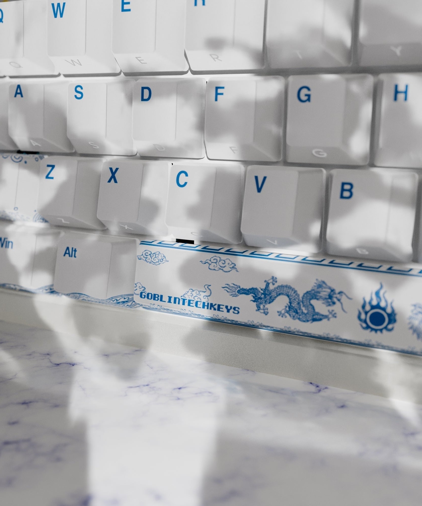 Blue Pottery Design Keycaps and Mechanical Keyboard