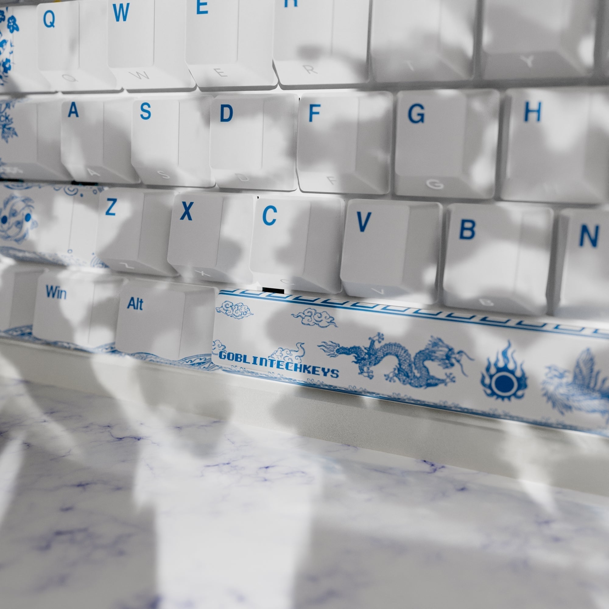 Blue Pottery Design Keycaps and Mechanical Keyboard