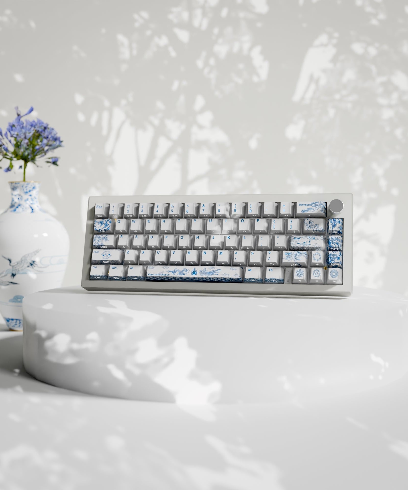 Blue Pottery Design Keycaps and Mechanical Keyboard