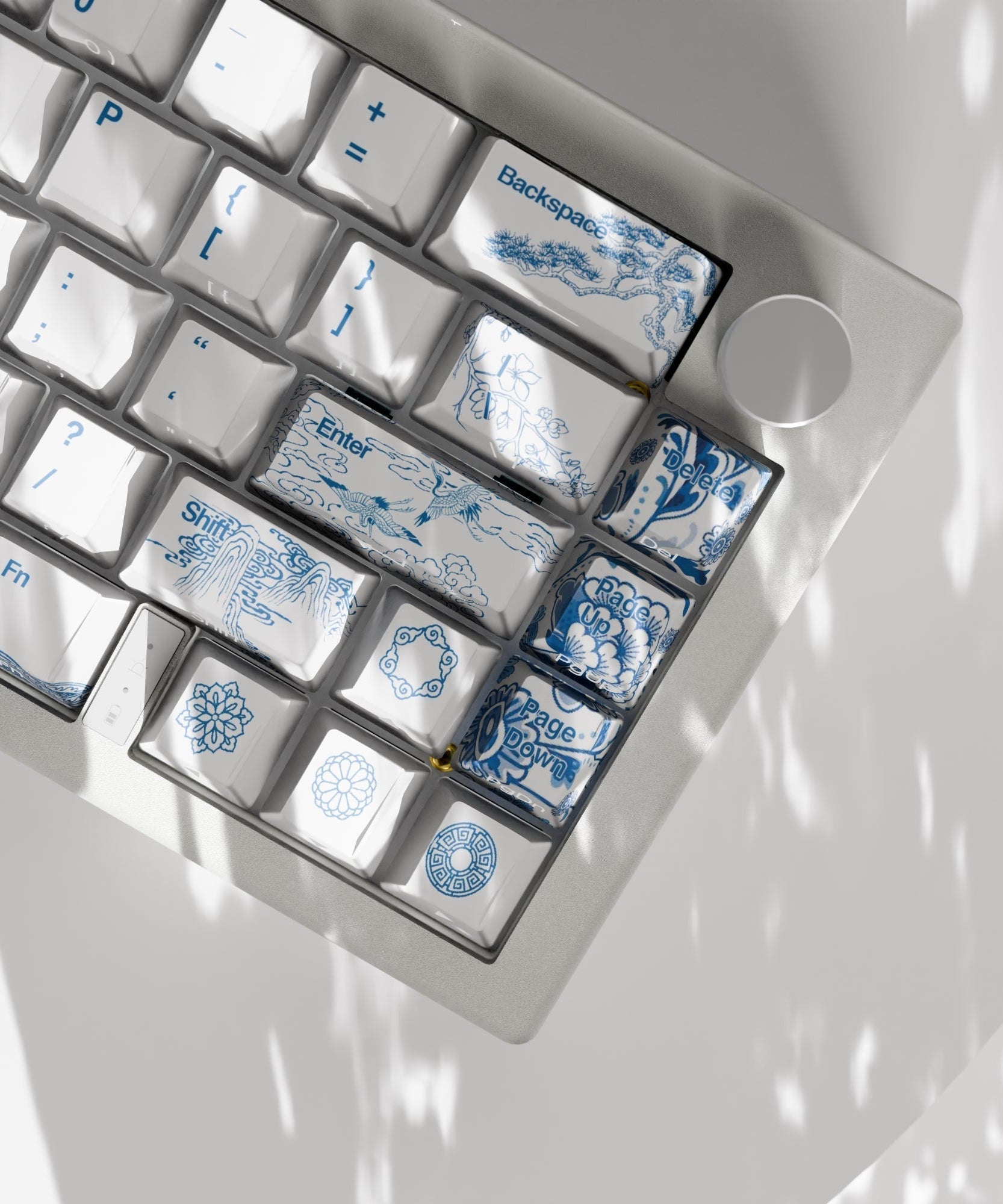 Blue Pottery Design Keycaps and Mechanical Keyboard