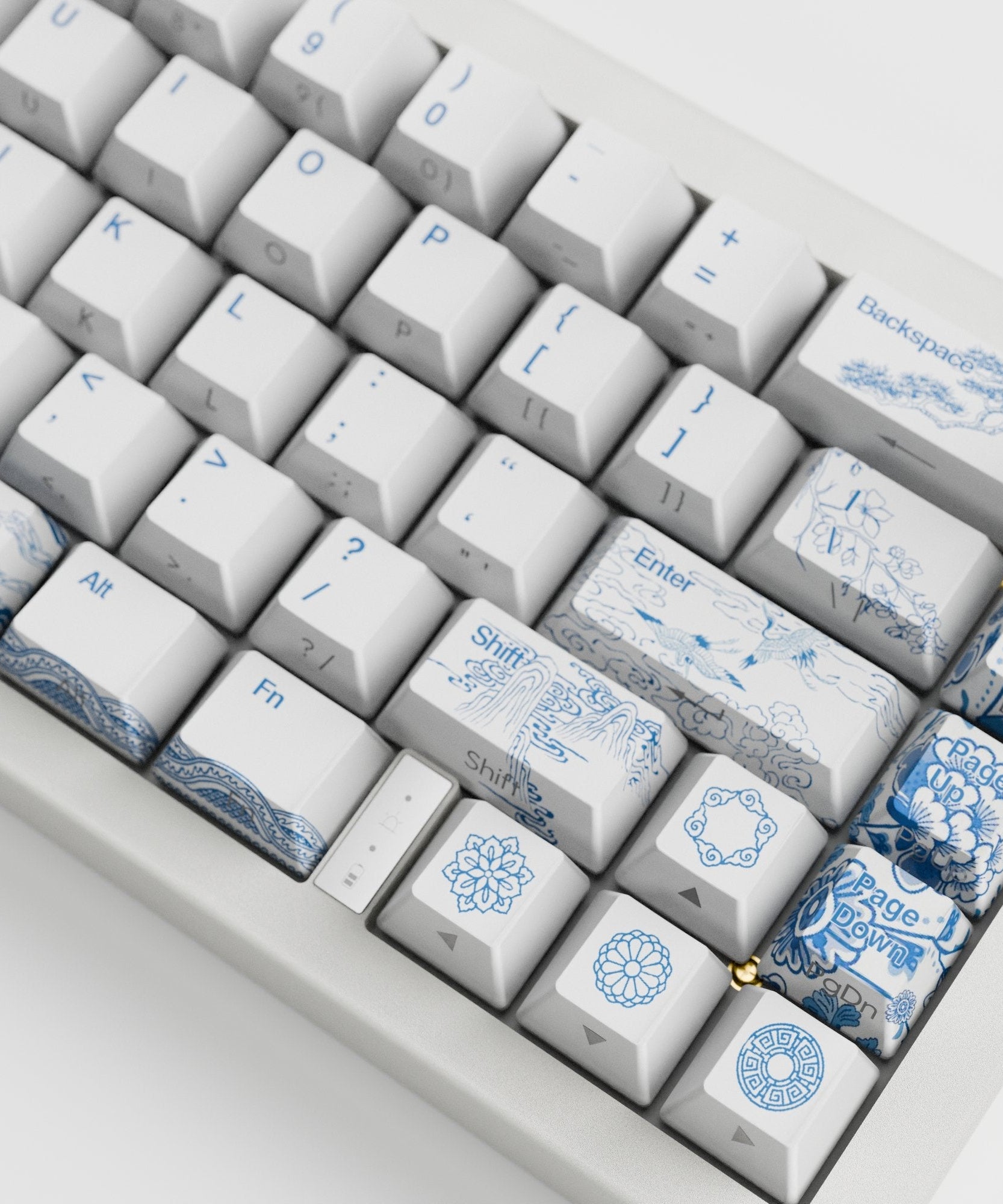 Blue Pottery Design Keycaps and Mechanical Keyboard