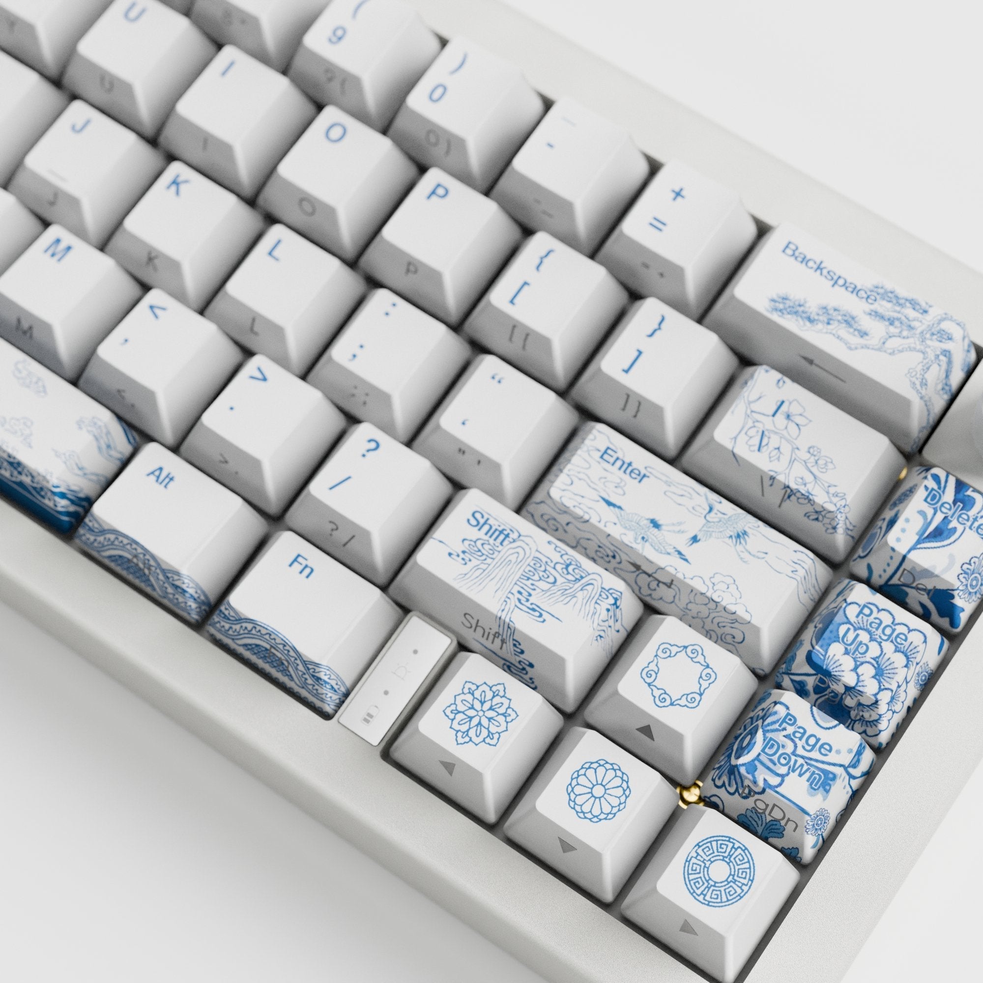 Blue Pottery Design Keycaps and Mechanical Keyboard