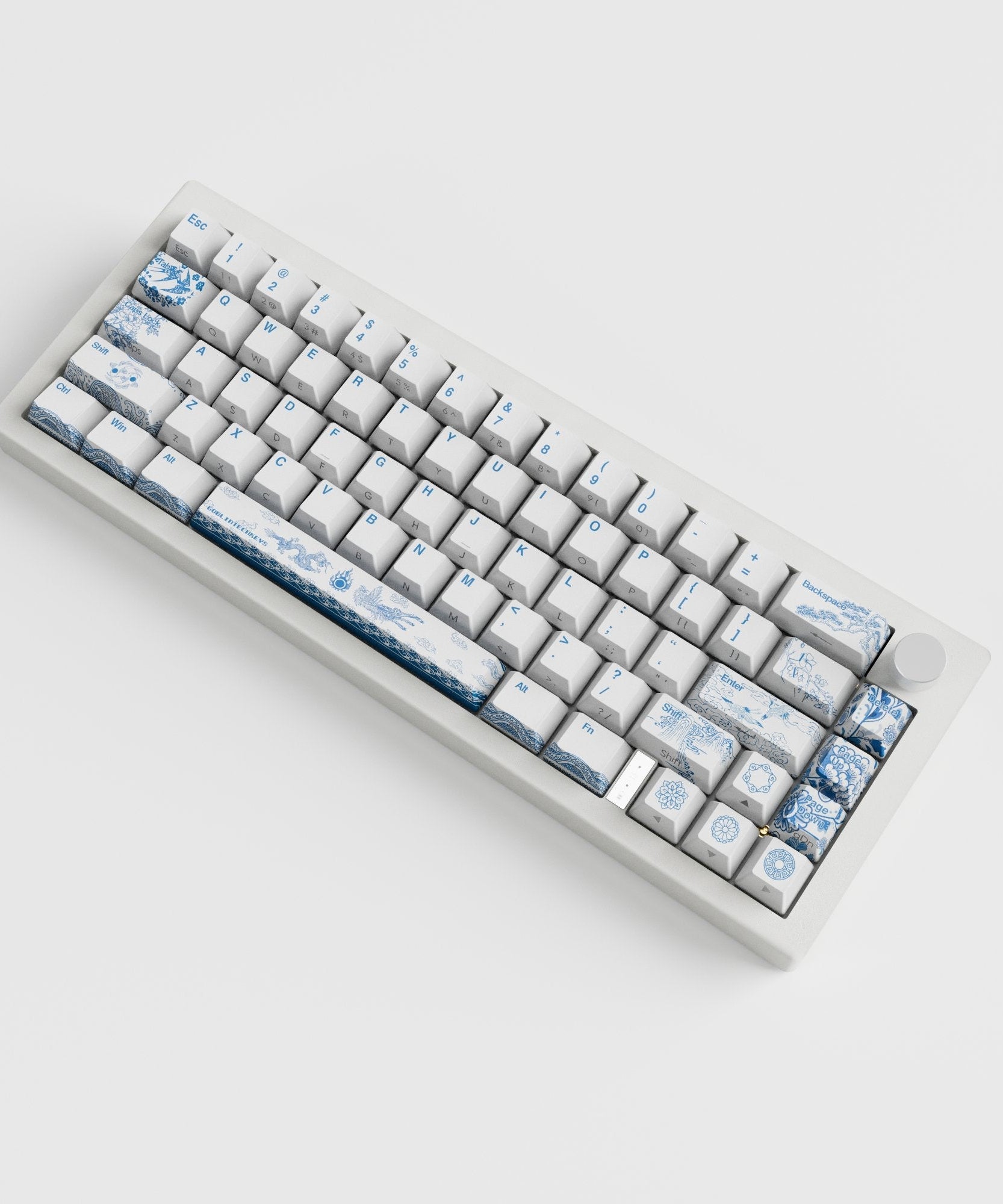 Blue Pottery Design Keycaps and Mechanical Keyboard