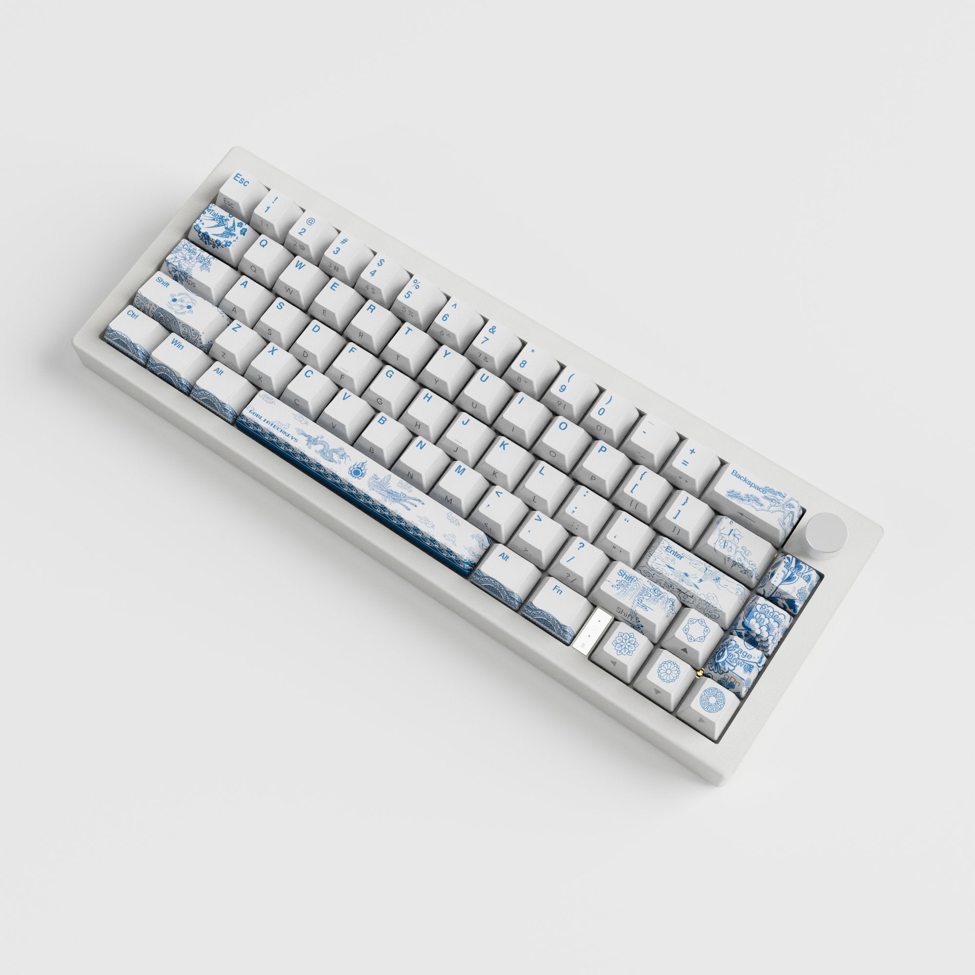 Blue Pottery Design Keycaps and Mechanical Keyboard