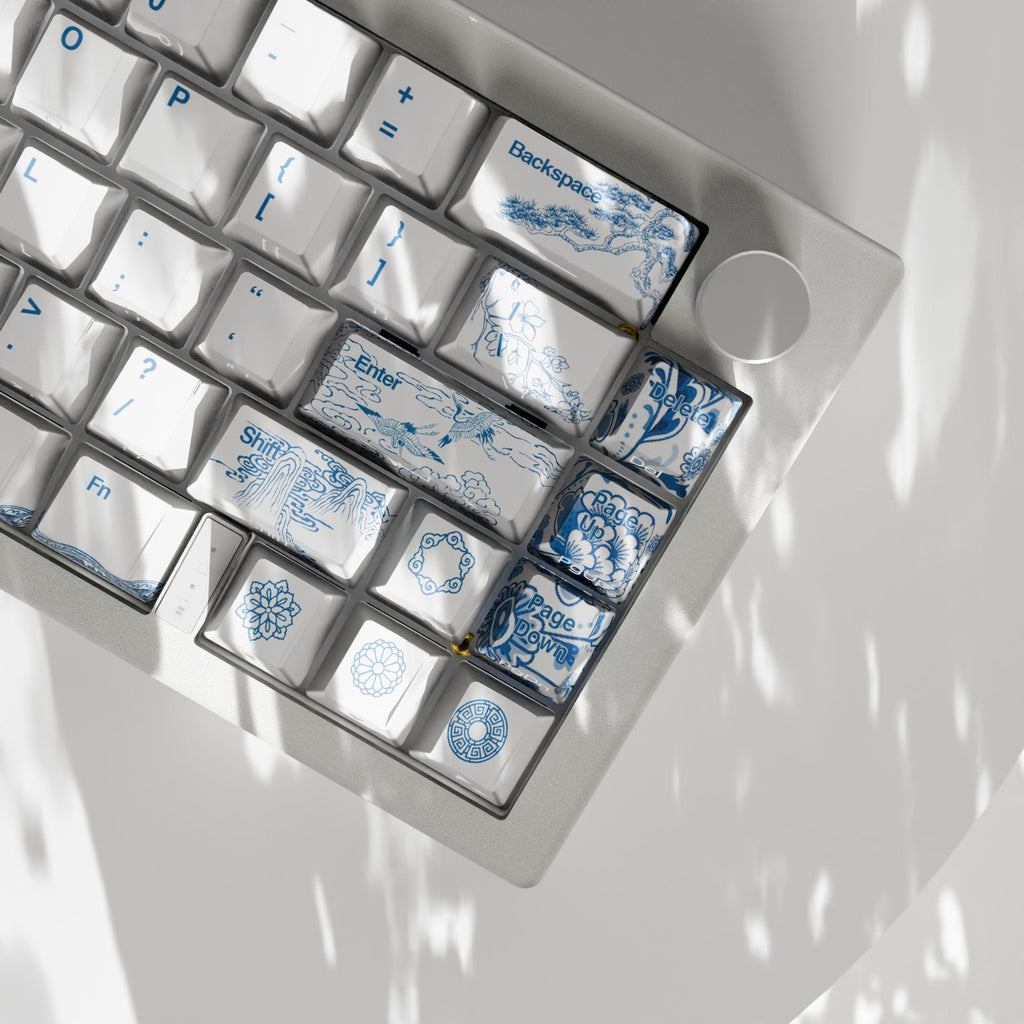 Blue Pottery Design Keycaps and Mechanical Keyboard