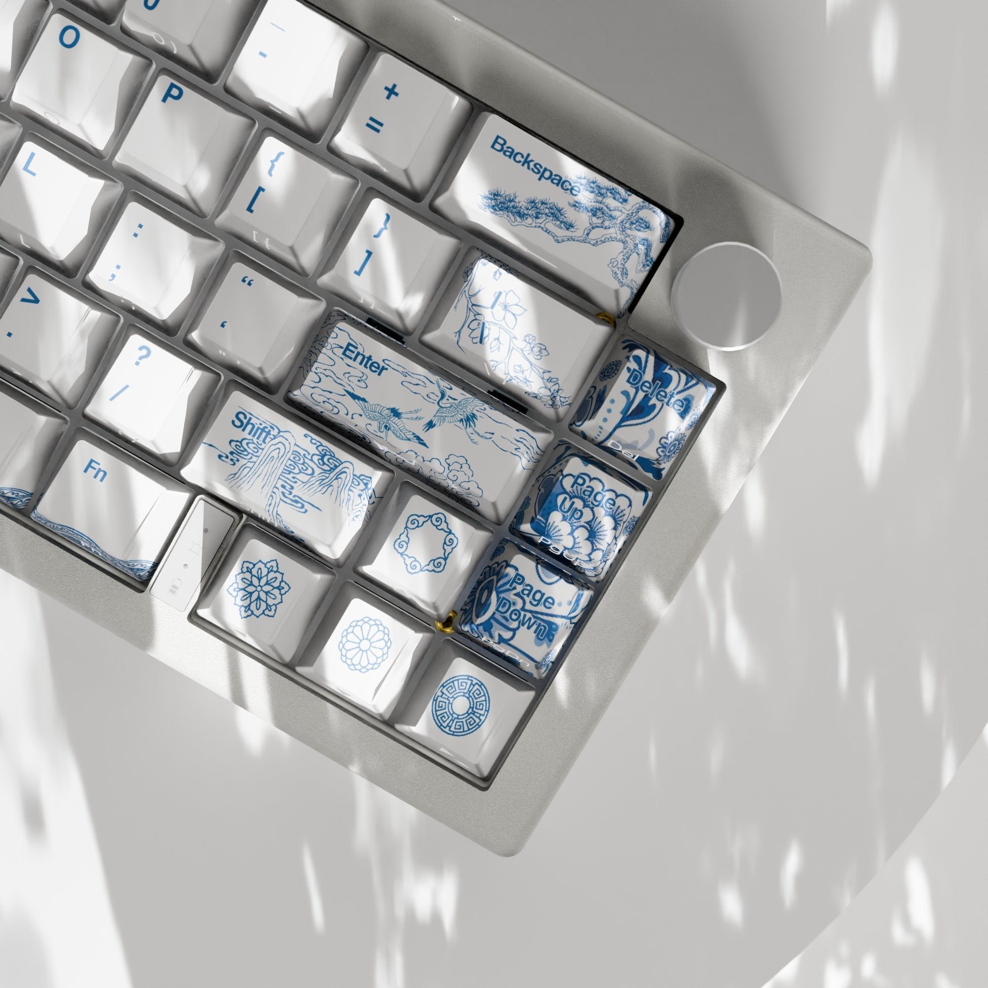 Blue Pottery Design Keycaps and Mechanical Keyboard
