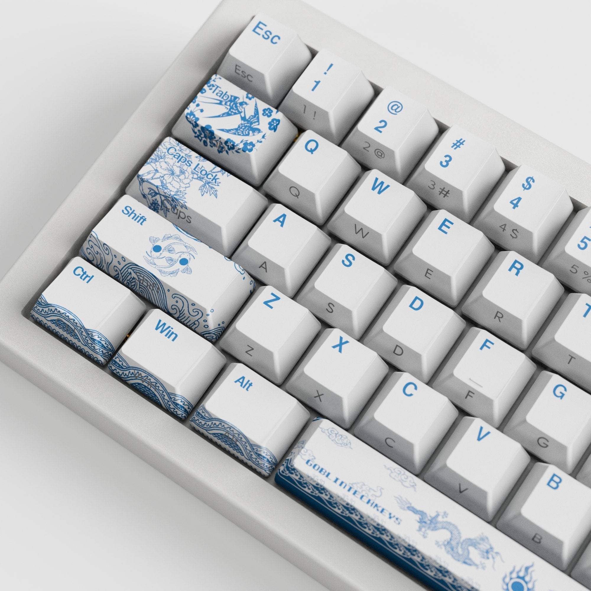 Blue Pottery Design Keycaps and Mechanical Keyboard
