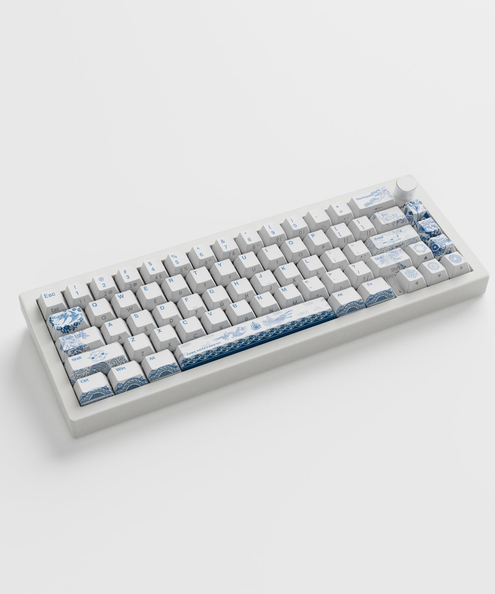 Blue Pottery Design Keycaps and Mechanical Keyboard