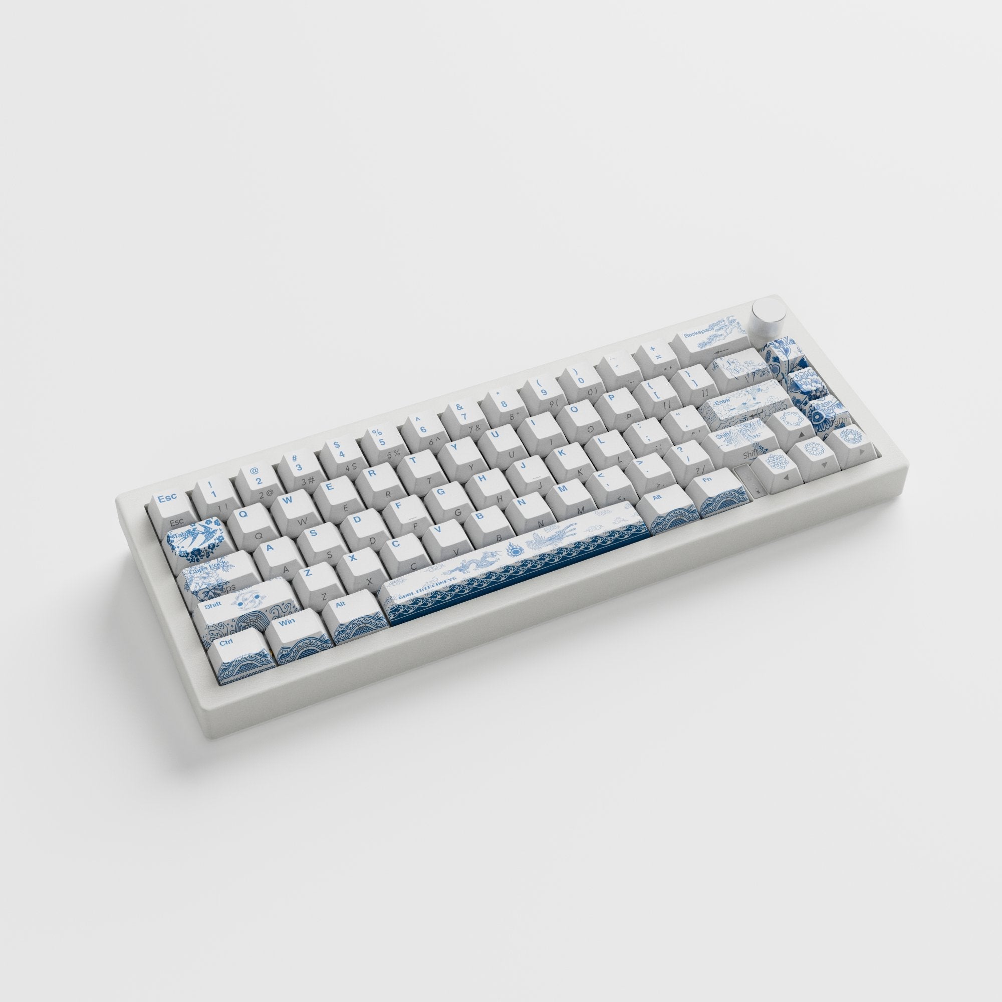 Blue Pottery Design Keycaps and Mechanical Keyboard