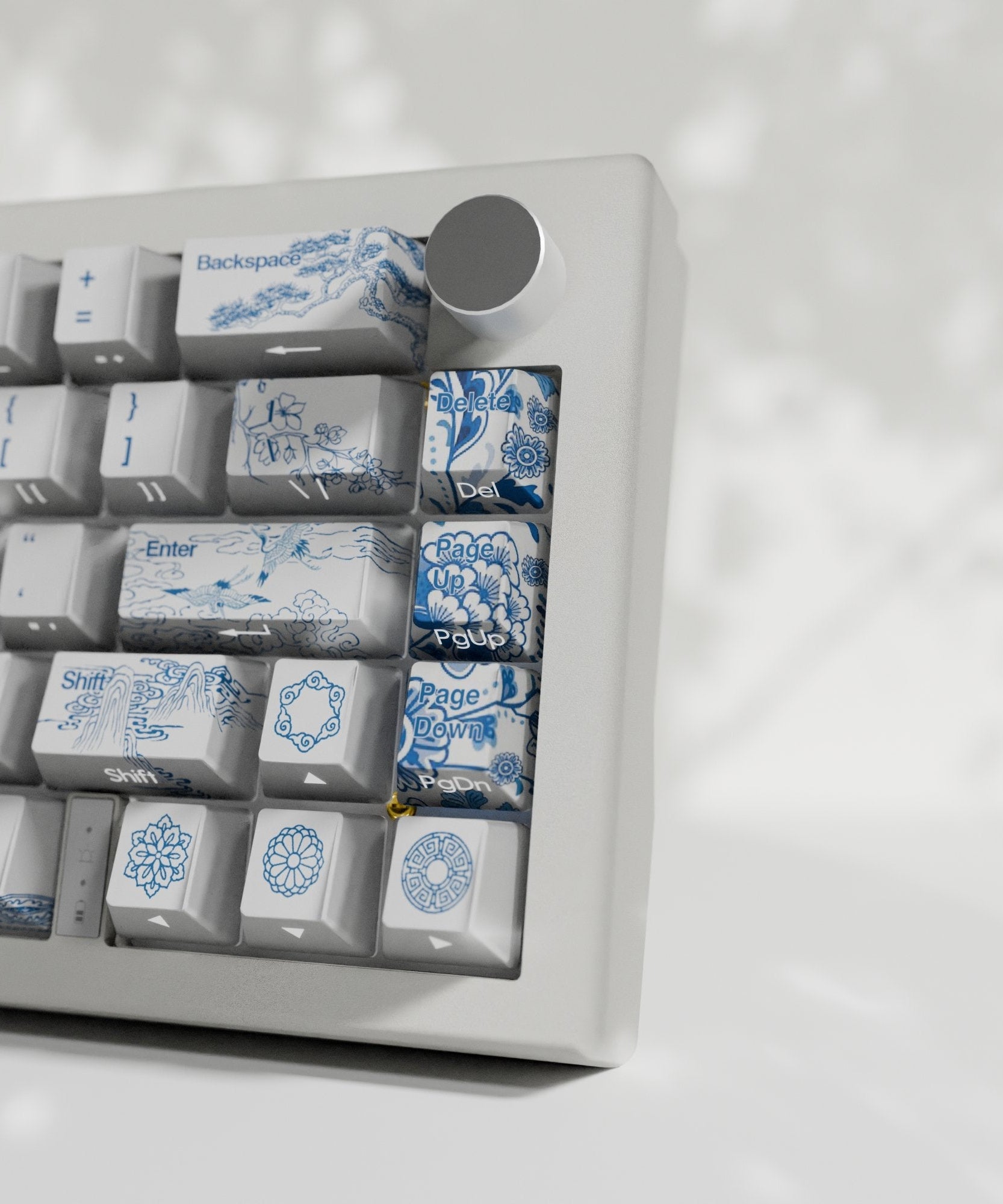 Blue Pottery Design Keycaps and Mechanical Keyboard