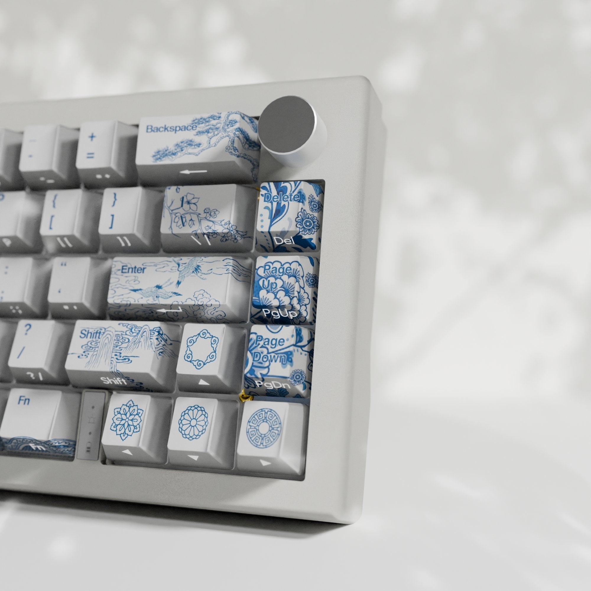 Blue Pottery Design Keycaps and Mechanical Keyboard