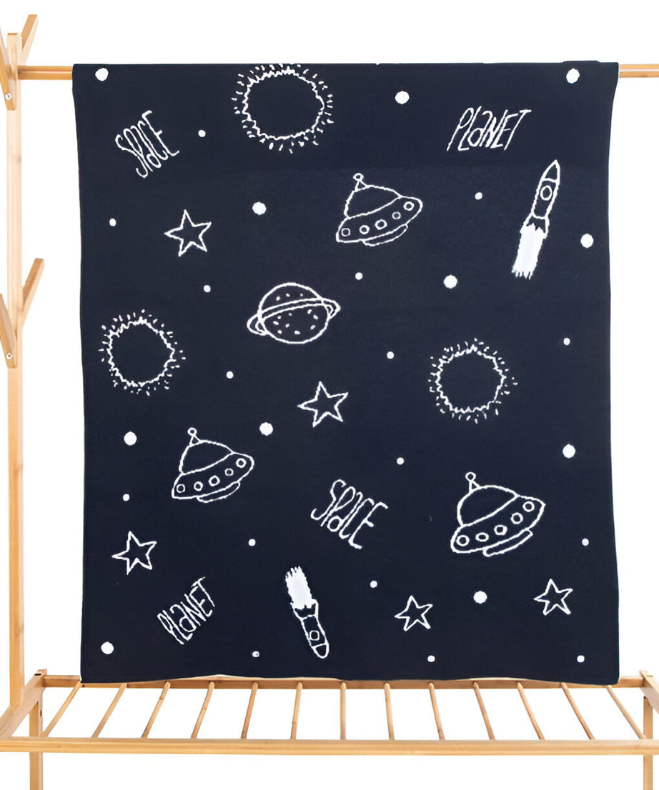 Blue Space Knitted Cotton Baby Blanket