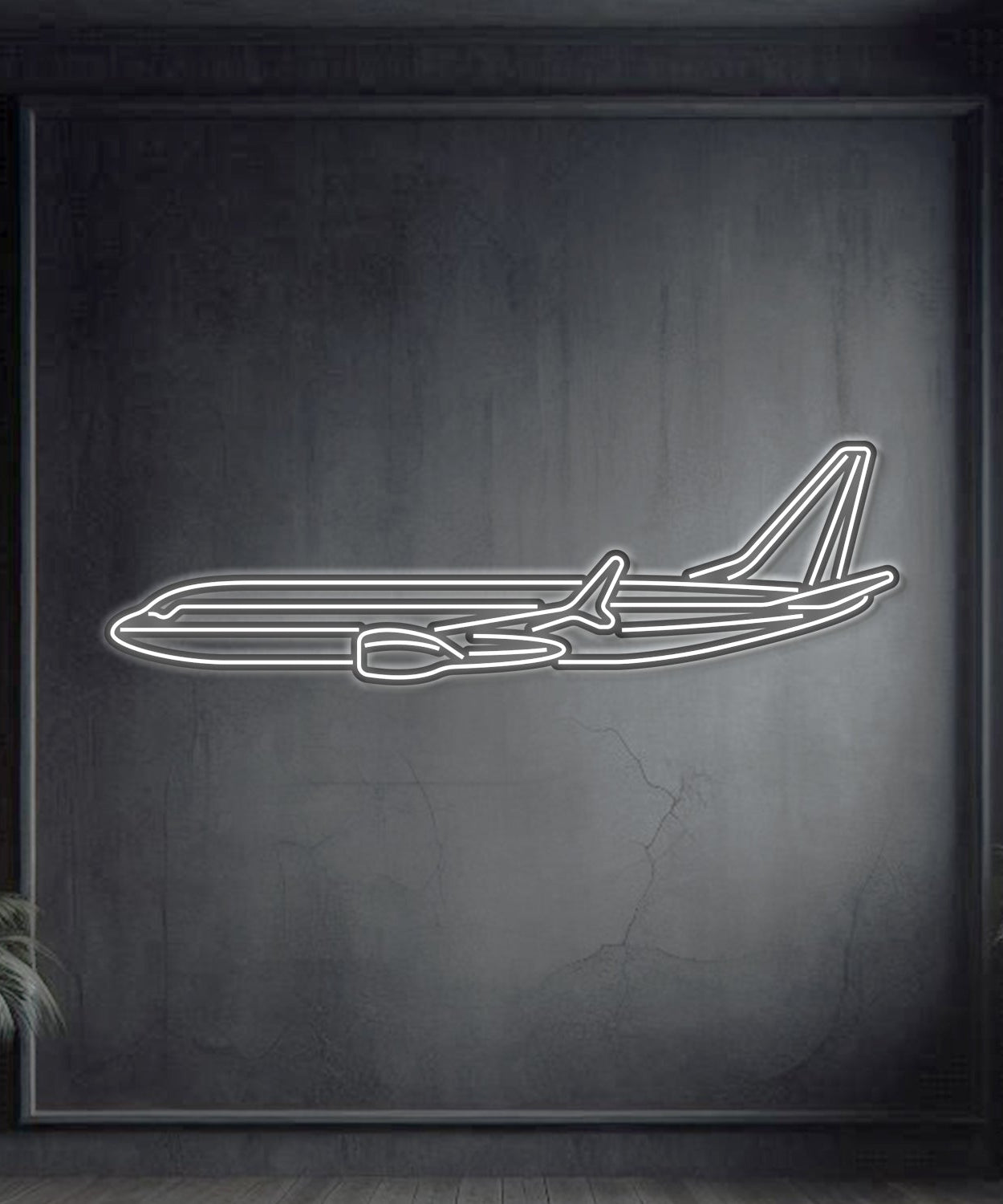 737 Metall-Neonflugzeug-Wandkunst – NCN0002