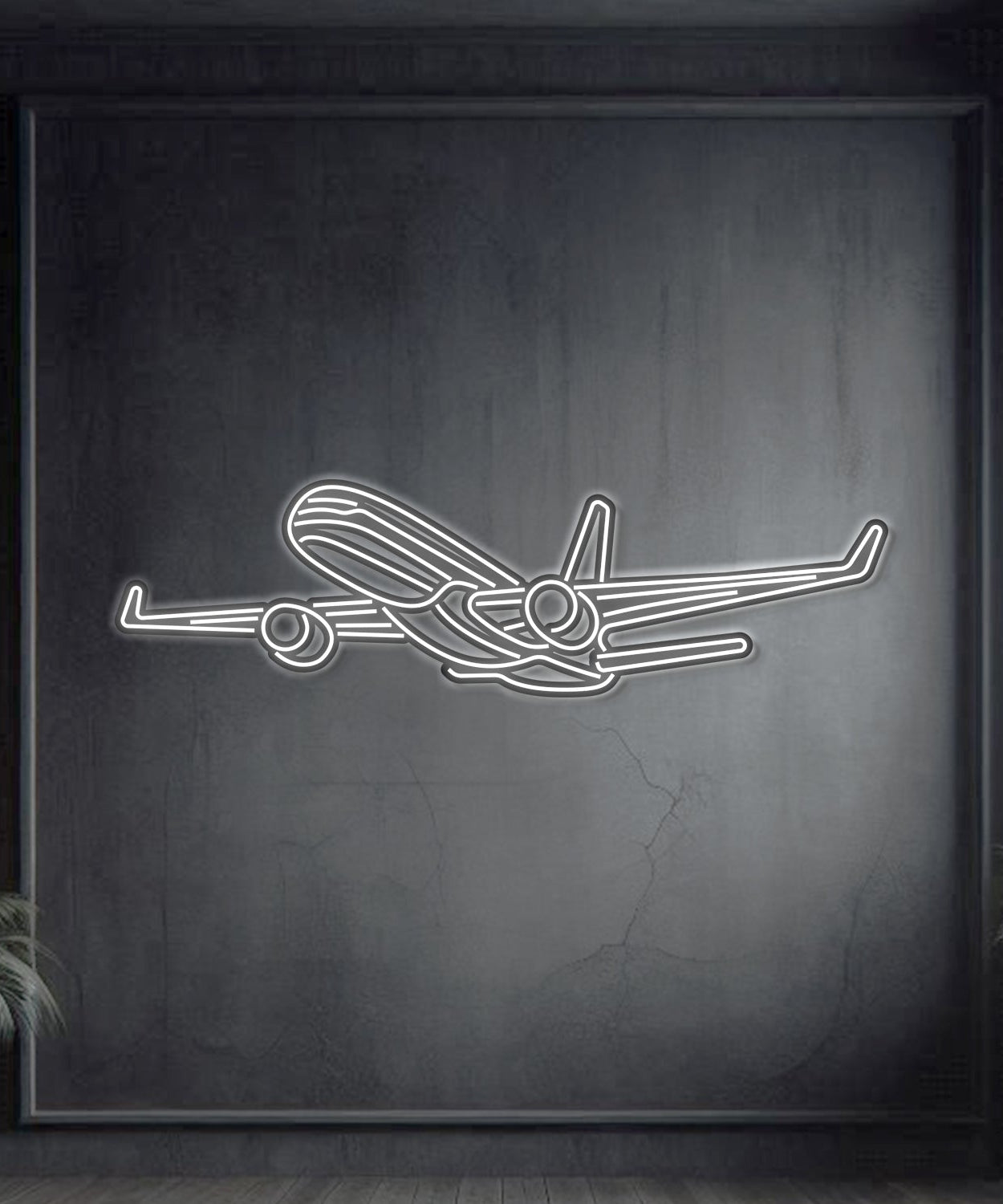 757-200 Winkel Metall Neon Flugzeug Wandkunst - NCN0005