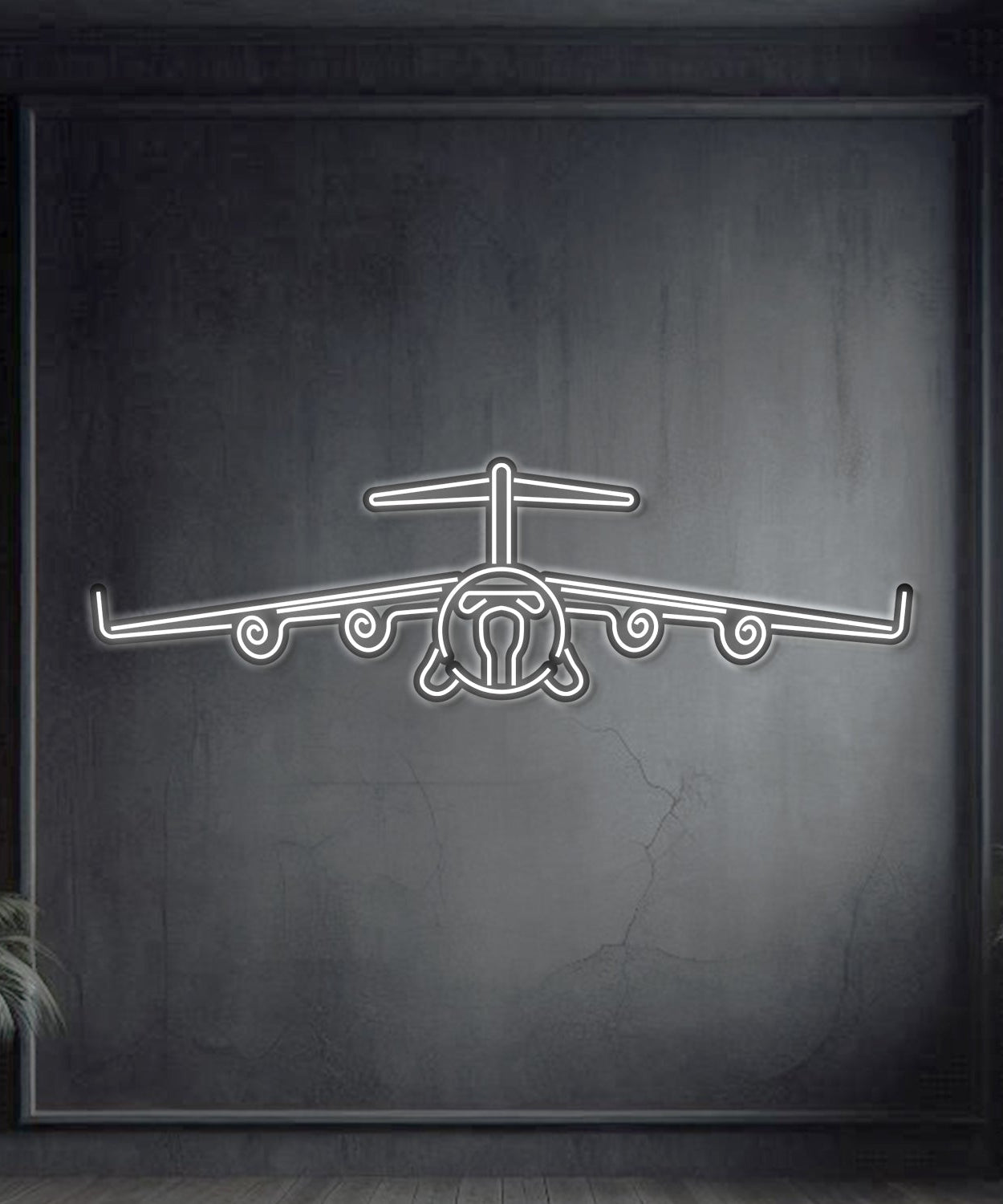 C-17 Globemaster III Metall Neon Flugzeug Wandkunst - NCN0018