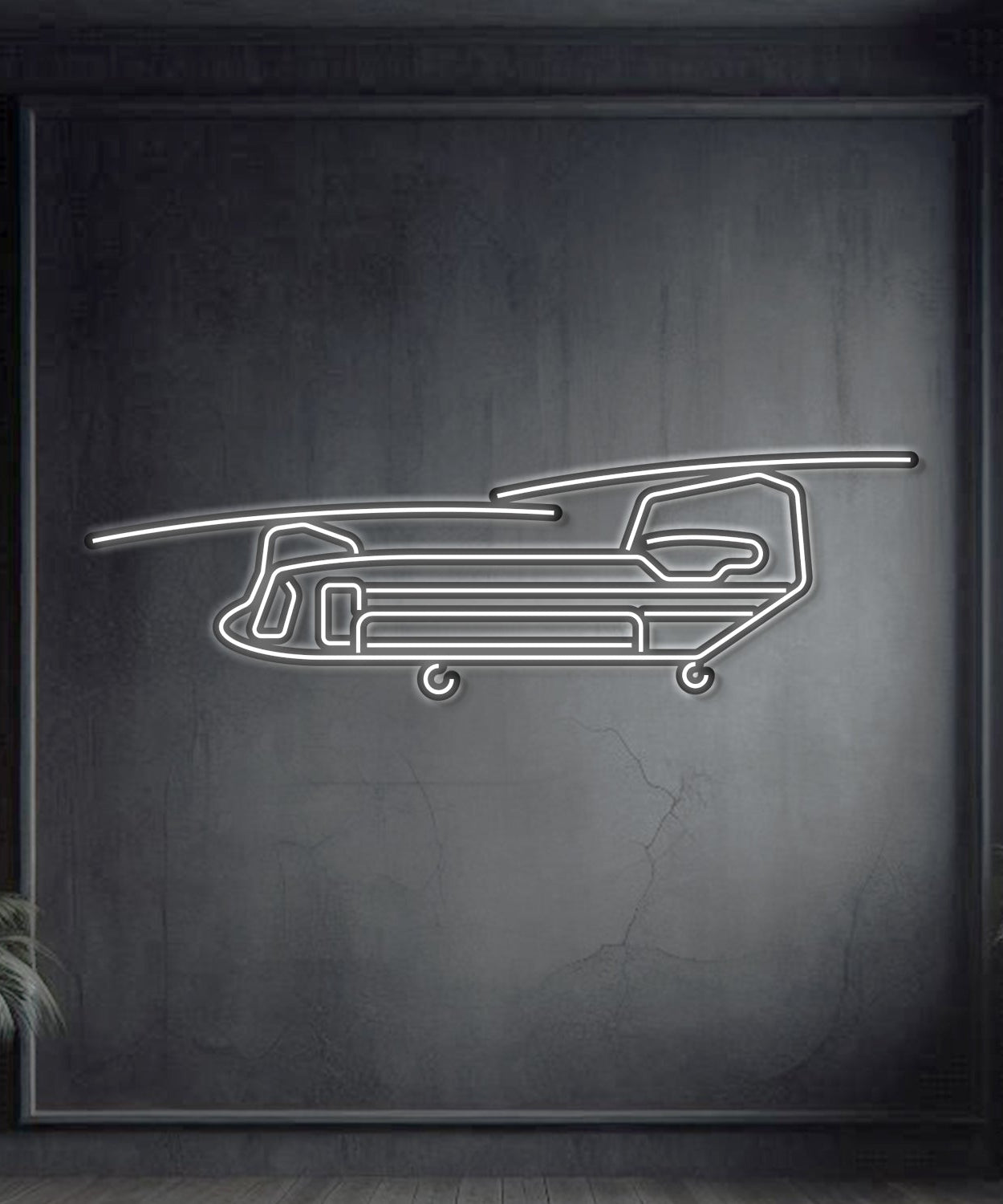 Chinook CH-47 Metall-Neon-Wandkunst – NCN0024