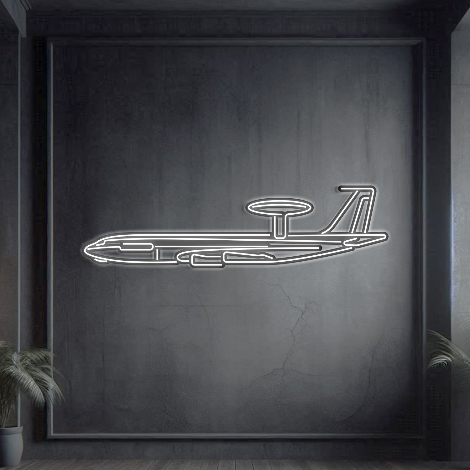 E-3G Sentry Metall-Neon-Flugzeug-Wandkunst - NCN0028