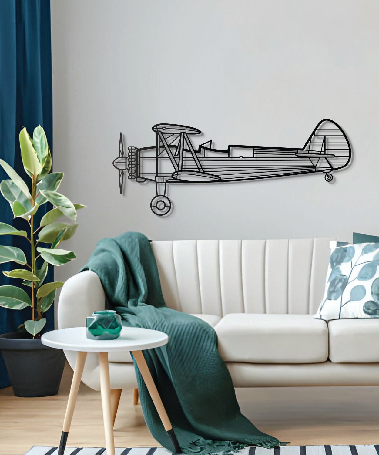 Stearman 75 Metallflugzeug Wandkunst - NCP0136